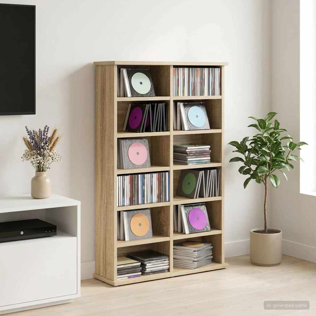 vidaXL Kabinet na płyty CD dąb Sonoma 60 x 17 x 92 cm