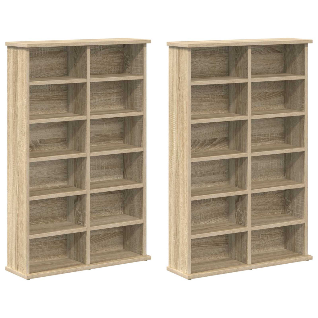 vidaXL Kabinet na płyty CD 2 szt. dąb Sonoma 60 x 17 x 92 cm