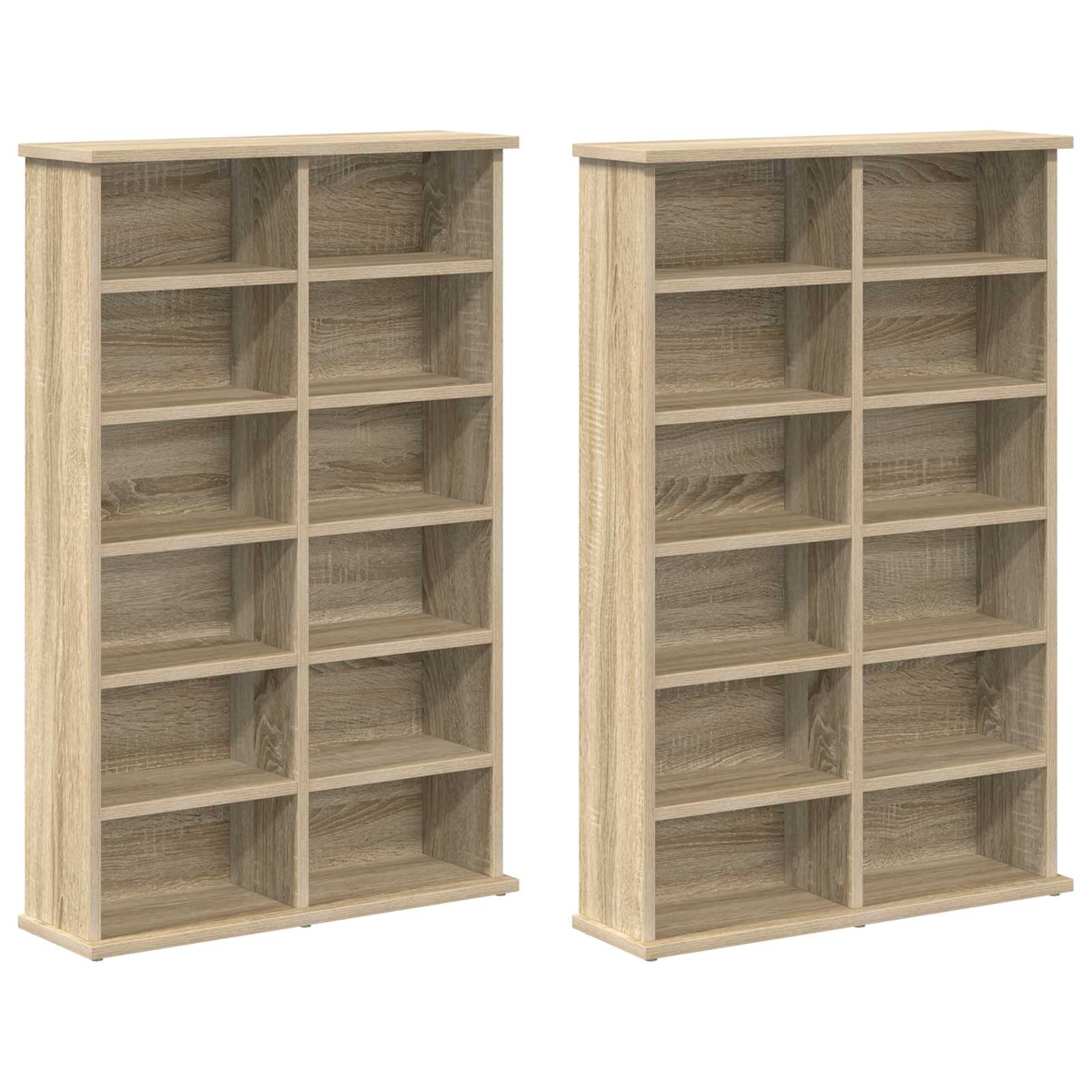 vidaXL Kabinet na płyty CD 2 szt. dąb Sonoma 60 x 17 x 92 cm