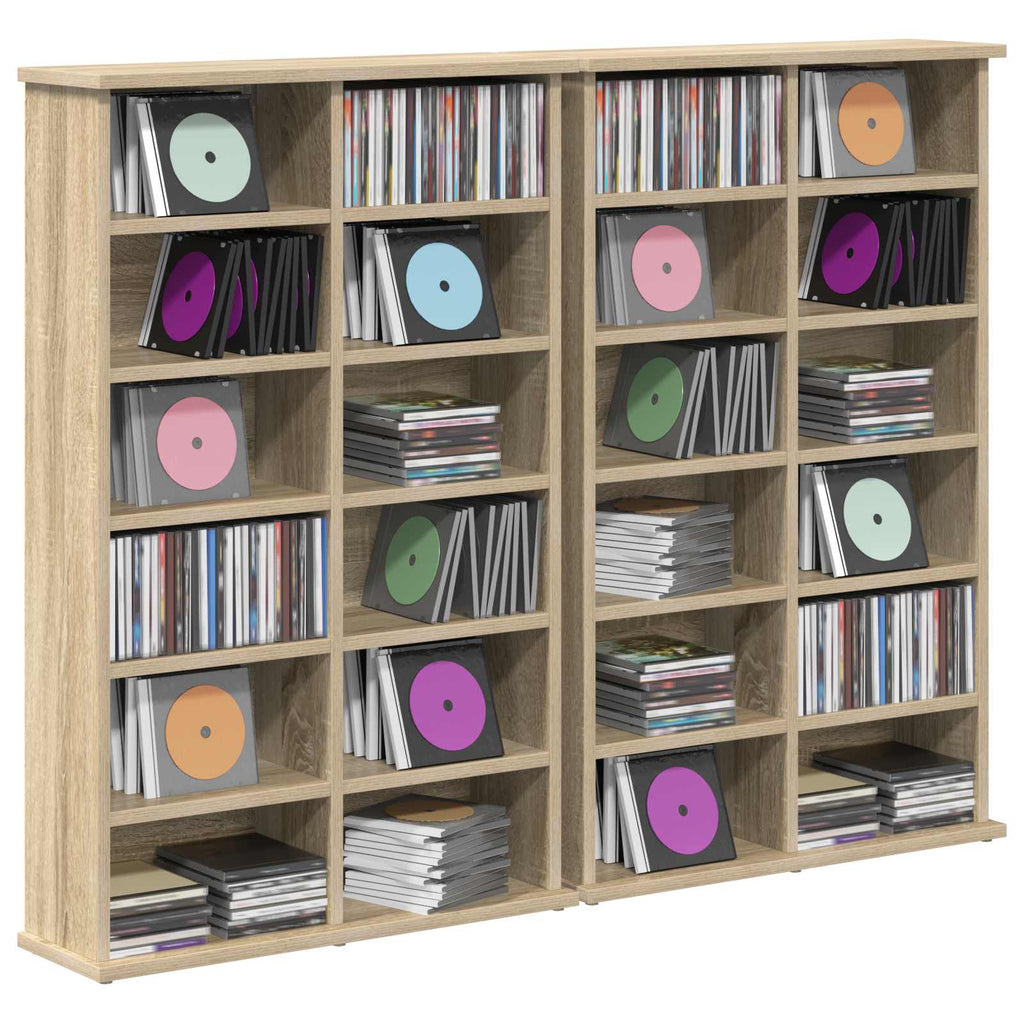 vidaXL Kabinet na płyty CD 2 szt. dąb Sonoma 60 x 17 x 92 cm
