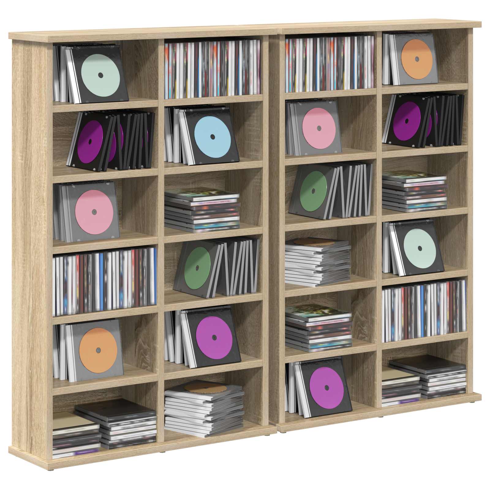 vidaXL Kabinet na płyty CD 2 szt. dąb Sonoma 60 x 17 x 92 cm