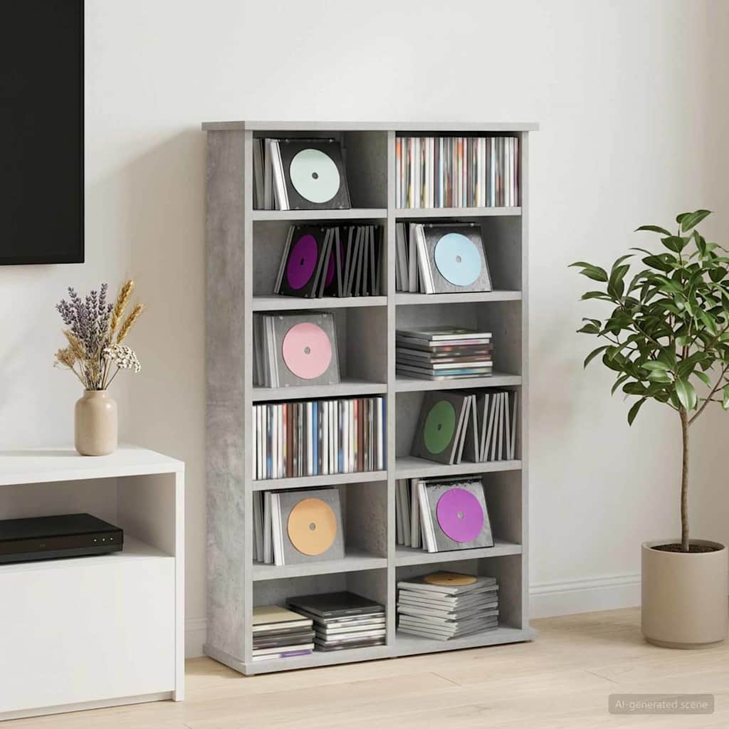 vidaXL Kabinet na płyty CD Betonowy szary 60 x 17 x 92 cm