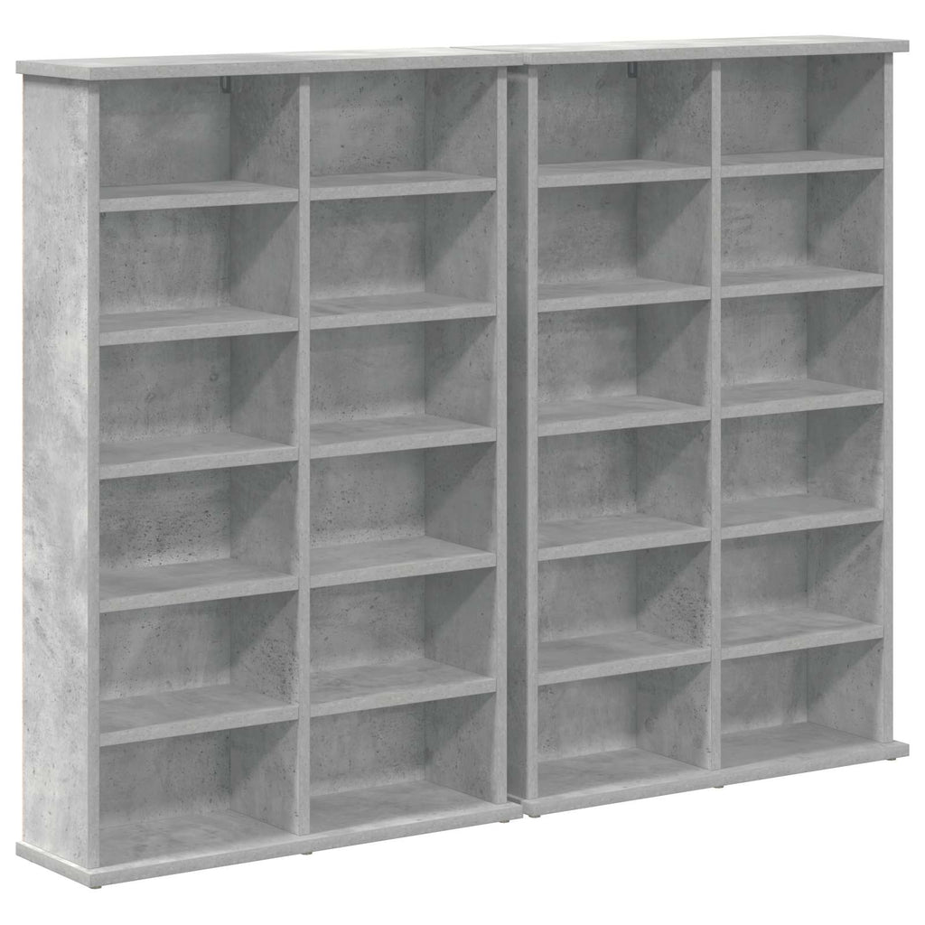 vidaXL Kabinet na płyty CD 2 szt. Betonowy szary 60 x 17 x 92 cm