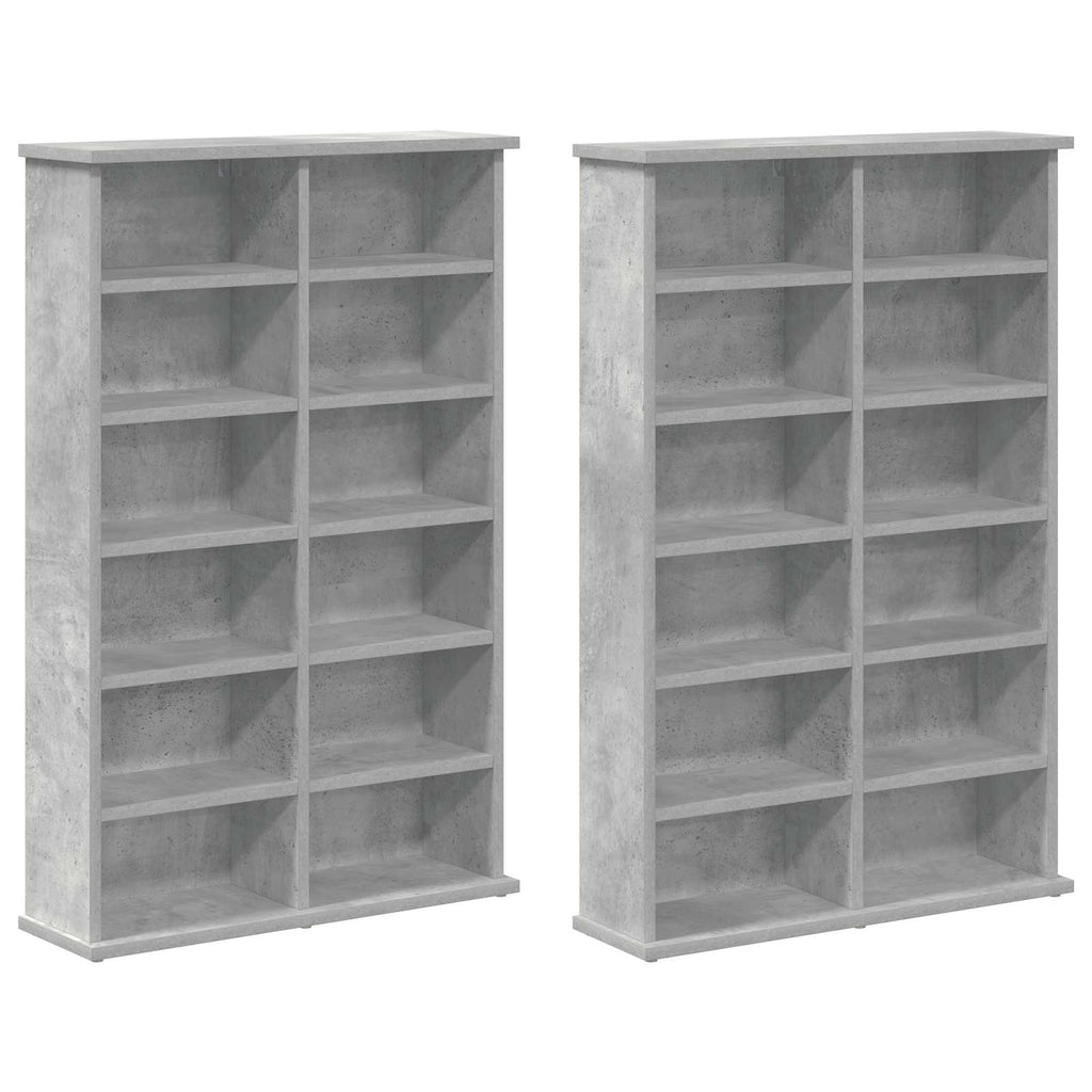 vidaXL Kabinet na płyty CD 2 szt. Betonowy szary 60 x 17 x 92 cm