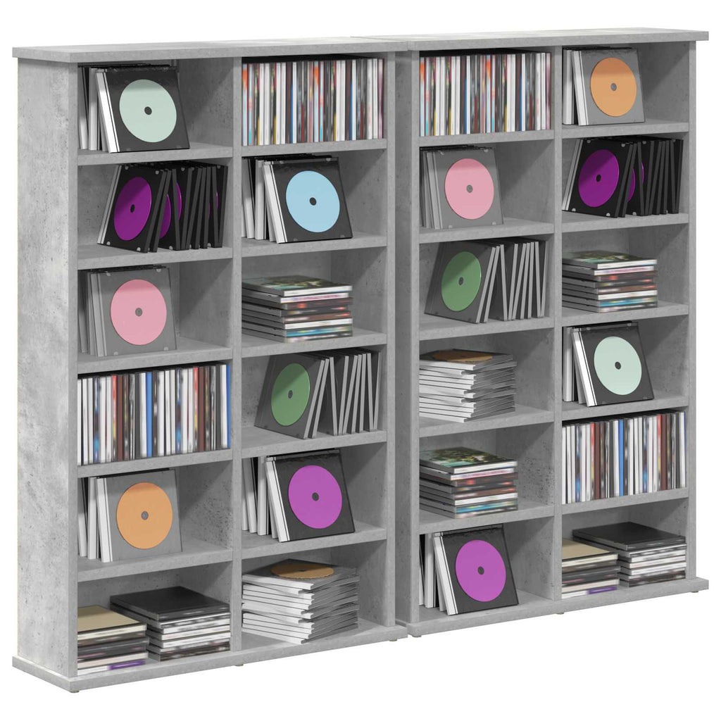 vidaXL Kabinet na płyty CD 2 szt. Betonowy szary 60 x 17 x 92 cm