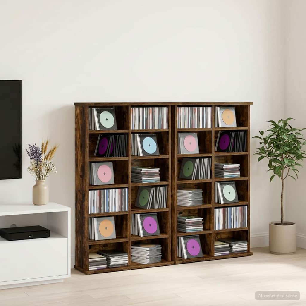 vidaXL Kabinet na płyty CD 2 szt. Dąb wędzony 60 x 17 x 92 cm