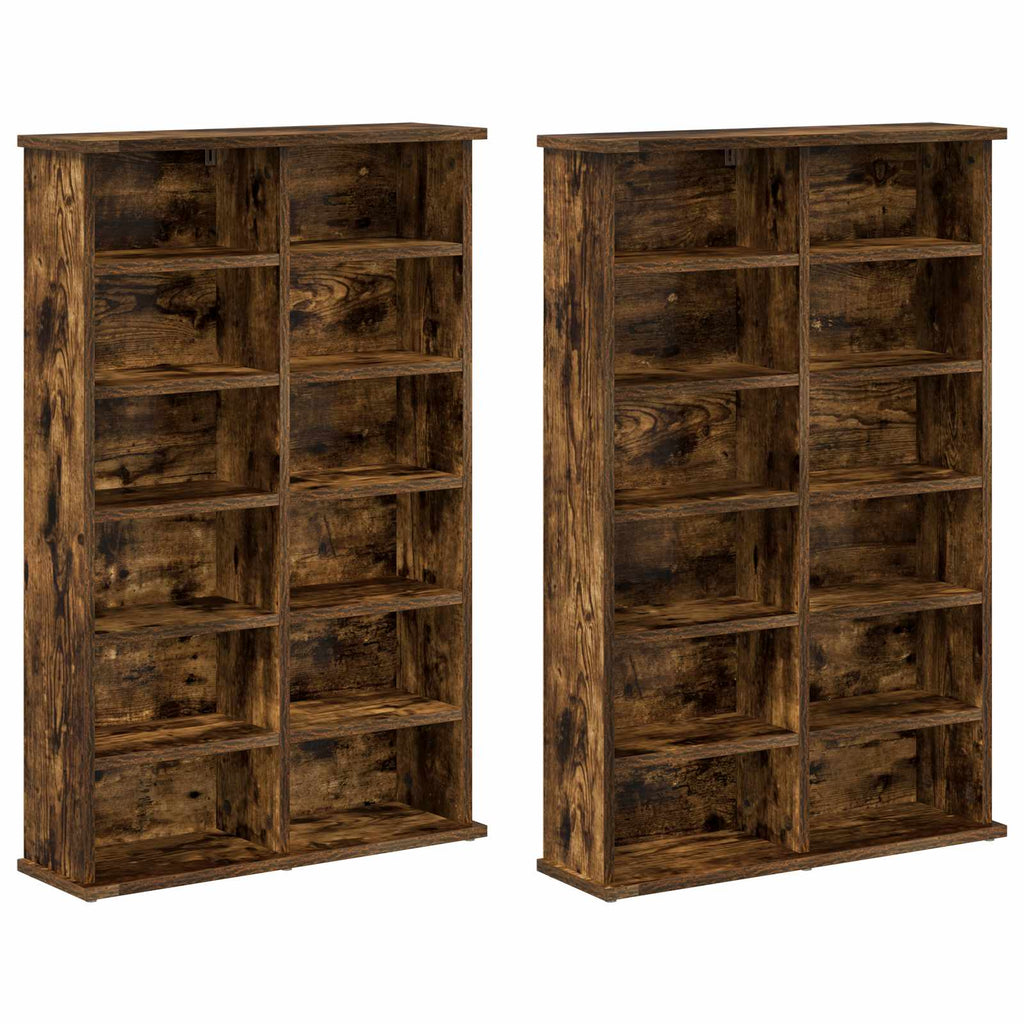 vidaXL Kabinet na płyty CD 2 szt. Dąb wędzony 60 x 17 x 92 cm