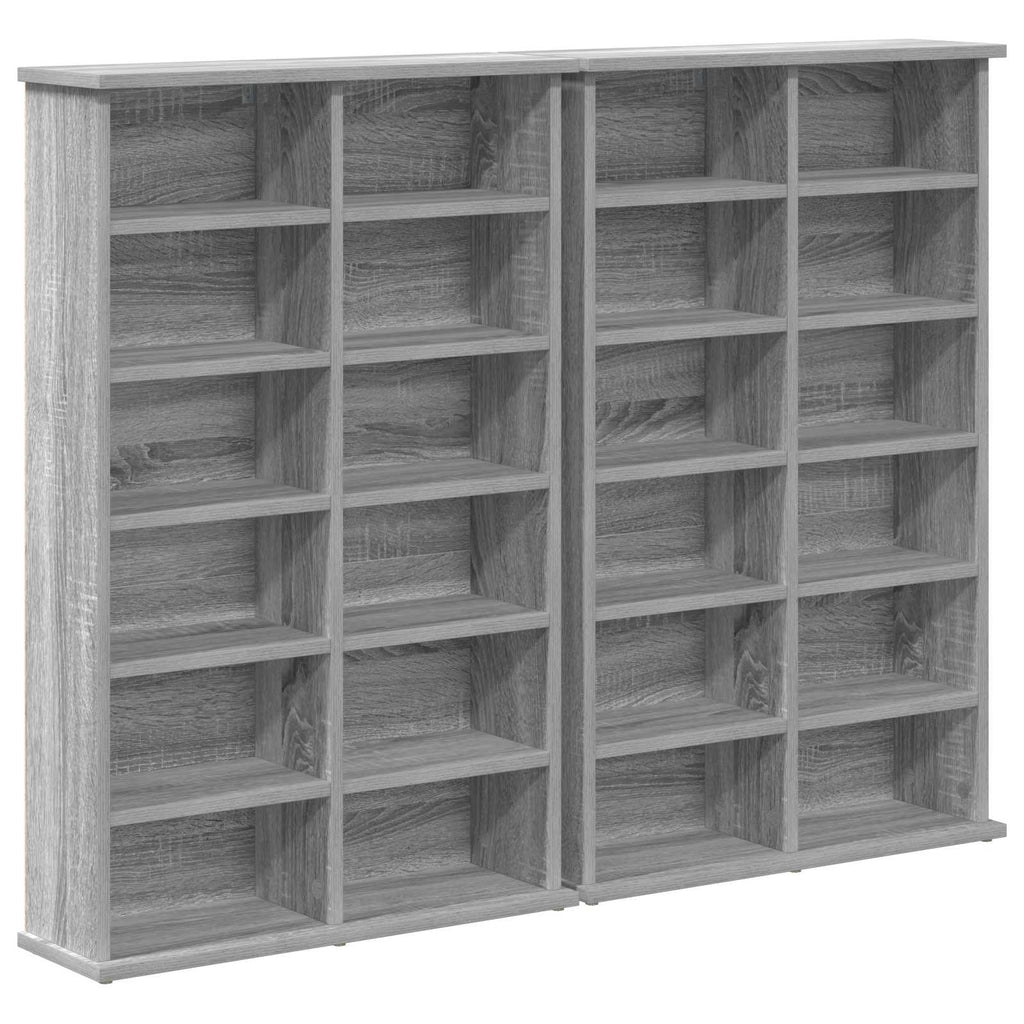 vidaXL Kabinet na płyty CD 2 szt. Szary Sonoma 60 x 17 x 92 cm