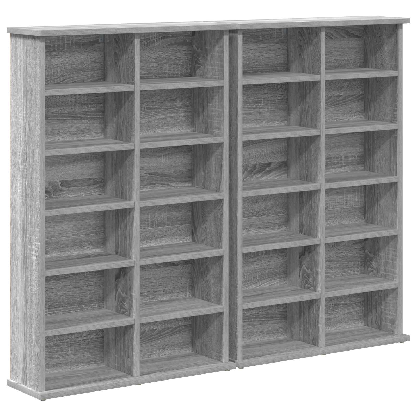 vidaXL Kabinet na płyty CD 2 szt. Szary Sonoma 60 x 17 x 92 cm