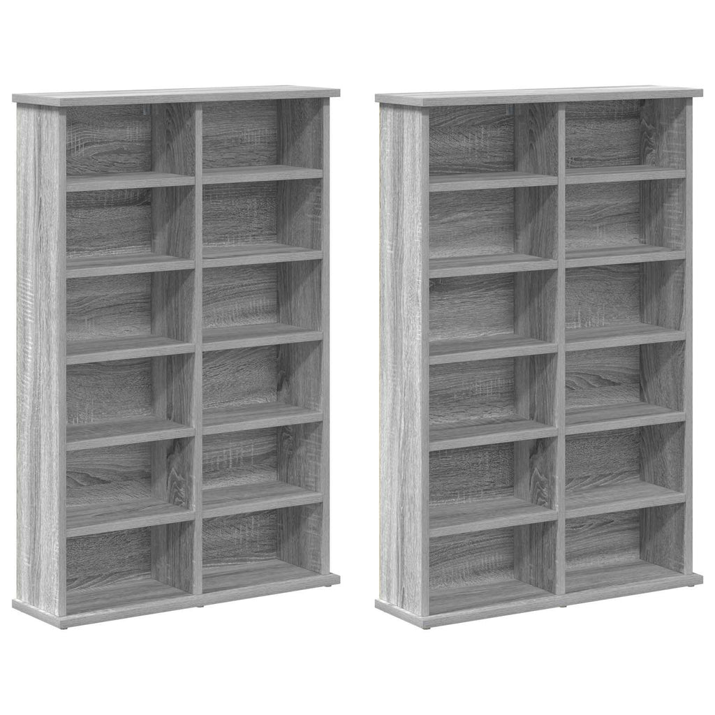 vidaXL Kabinet na płyty CD 2 szt. Szary Sonoma 60 x 17 x 92 cm