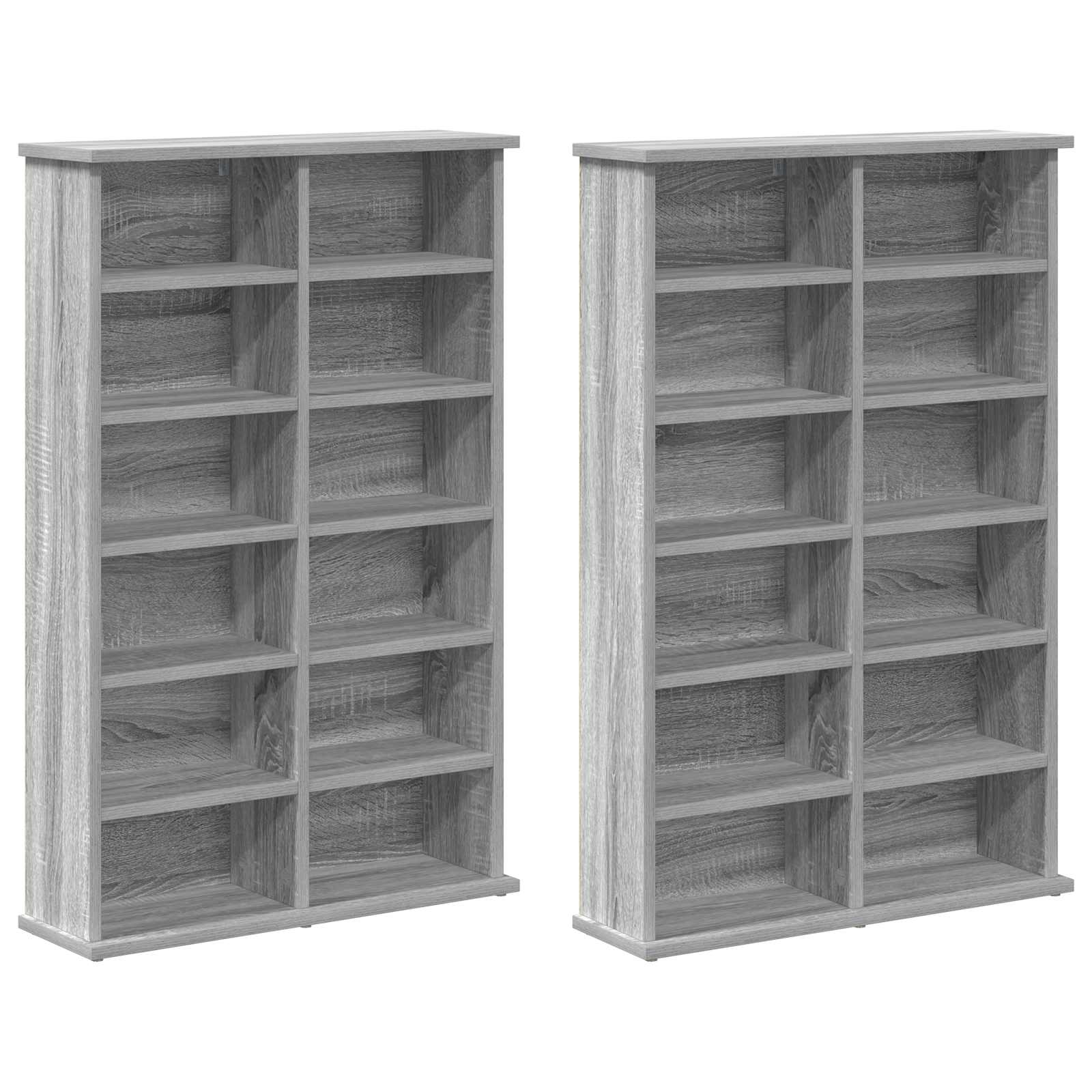 vidaXL Kabinet na płyty CD 2 szt. Szary Sonoma 60 x 17 x 92 cm