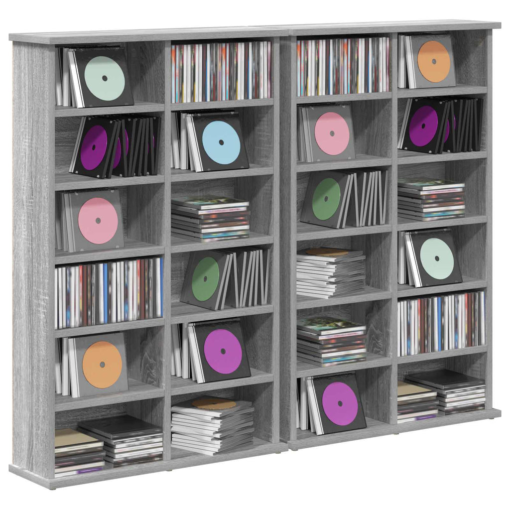 vidaXL Kabinet na płyty CD 2 szt. Szary Sonoma 60 x 17 x 92 cm