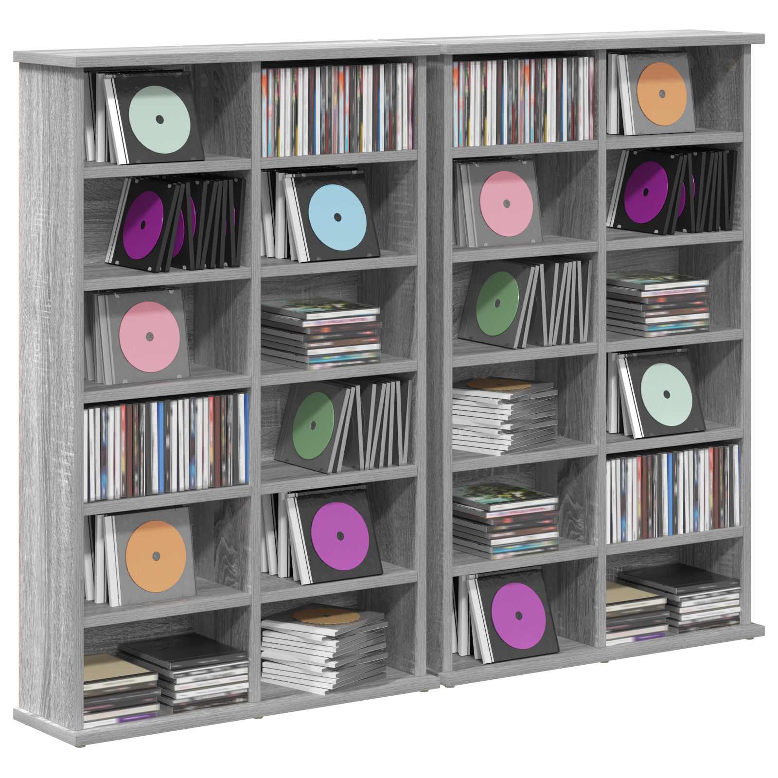 vidaXL Kabinet na płyty CD 2 szt. Szary Sonoma 60 x 17 x 92 cm