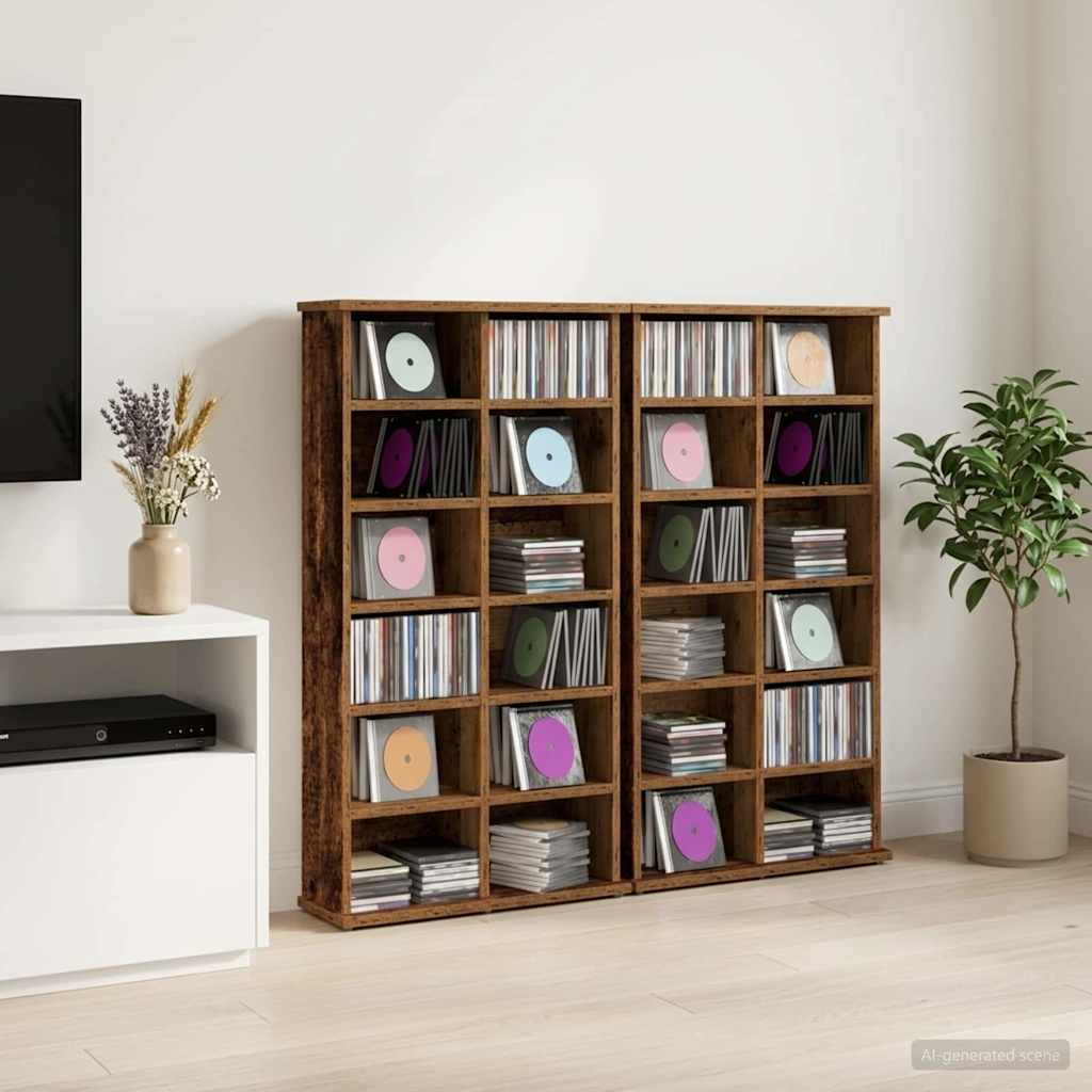 vidaXL Kabinet na płyty CD 2 szt. Stare drewno 60 x 17 x 92 cm