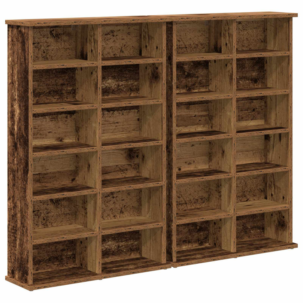 vidaXL Kabinet na płyty CD 2 szt. Stare drewno 60 x 17 x 92 cm