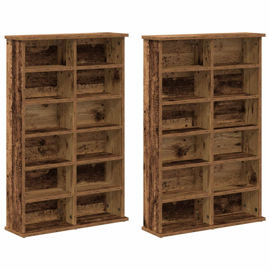 vidaXL Kabinet na płyty CD 2 szt. Stare drewno 60 x 17 x 92 cm
