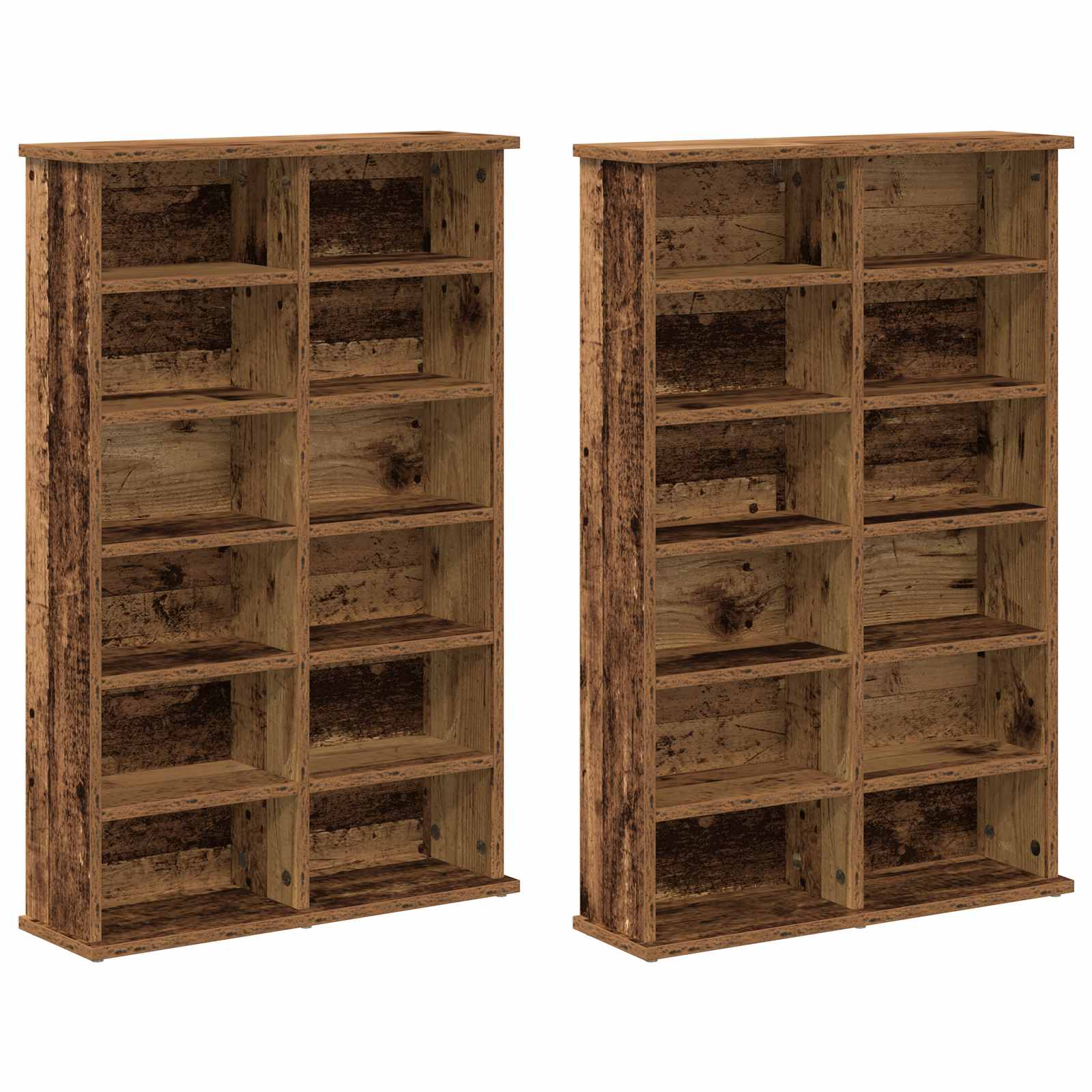 vidaXL Kabinet na płyty CD 2 szt. Stare drewno 60 x 17 x 92 cm