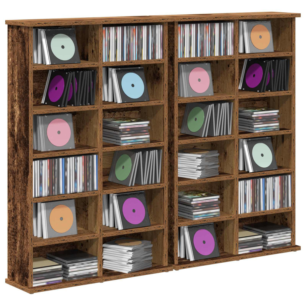 vidaXL Kabinet na płyty CD 2 szt. Stare drewno 60 x 17 x 92 cm
