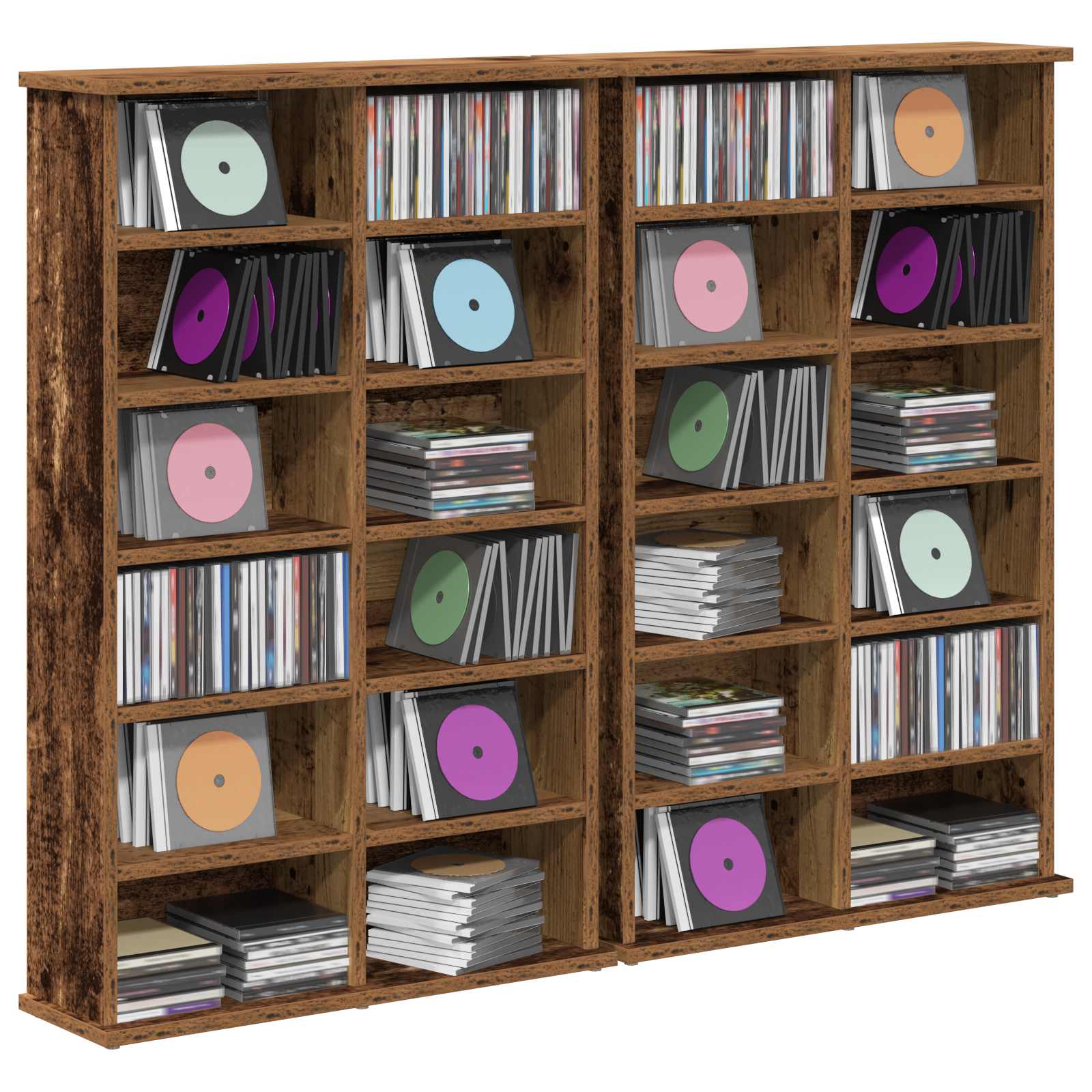 vidaXL Kabinet na płyty CD 2 szt. Stare drewno 60 x 17 x 92 cm