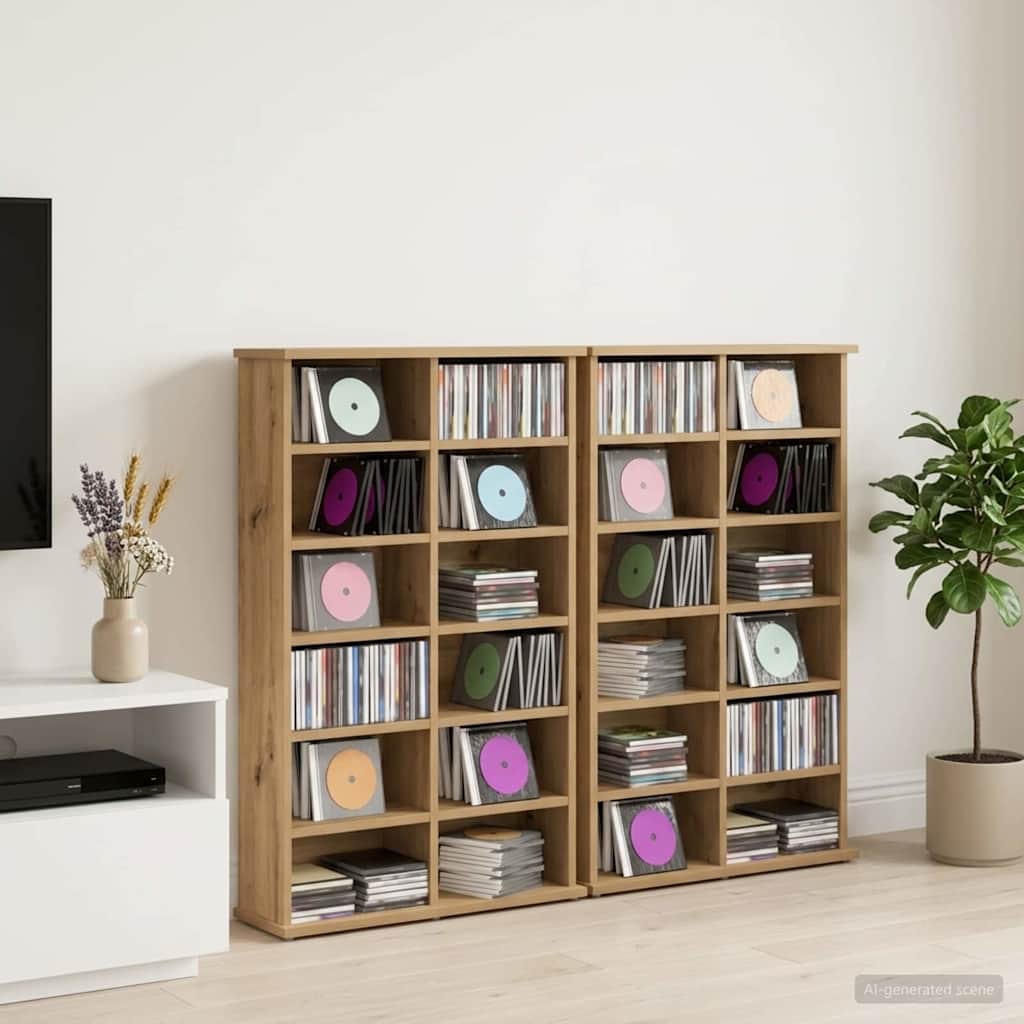 vidaXL Kabinet na płyty CD 2 szt. Dąb artisan 60 x 17 x 92 cm