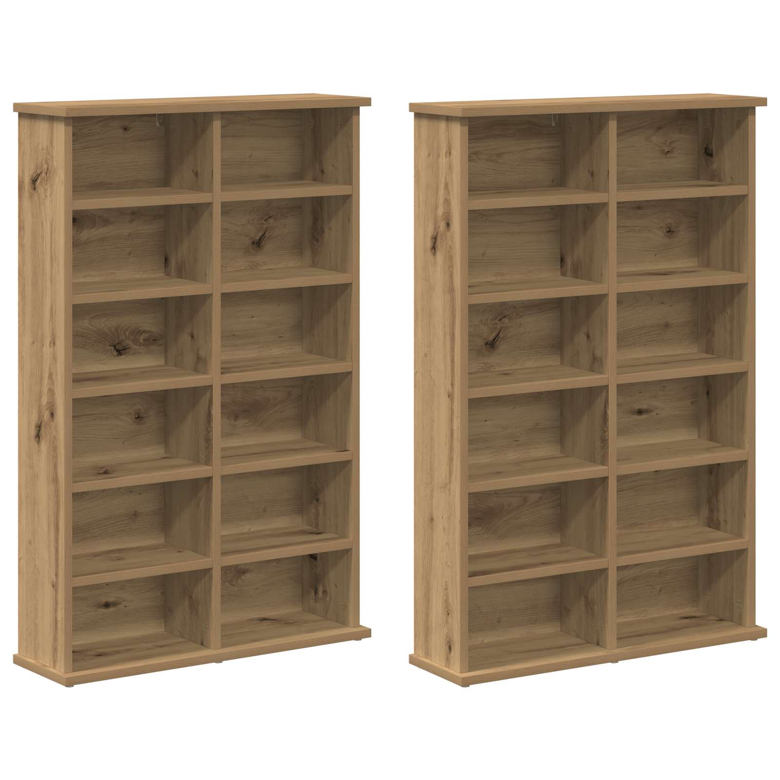 vidaXL Kabinet na płyty CD 2 szt. Dąb artisan 60 x 17 x 92 cm