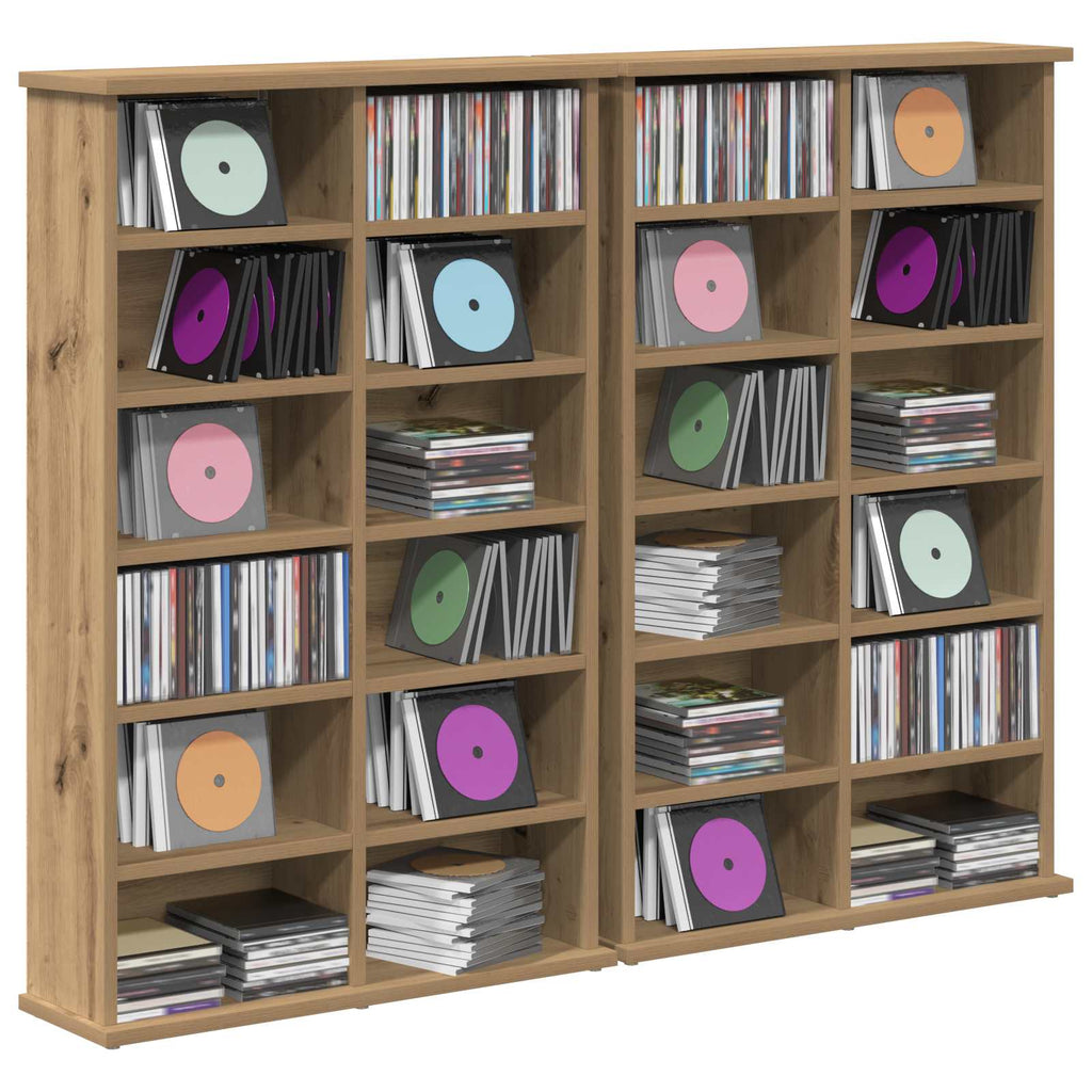 vidaXL Kabinet na płyty CD 2 szt. Dąb artisan 60 x 17 x 92 cm