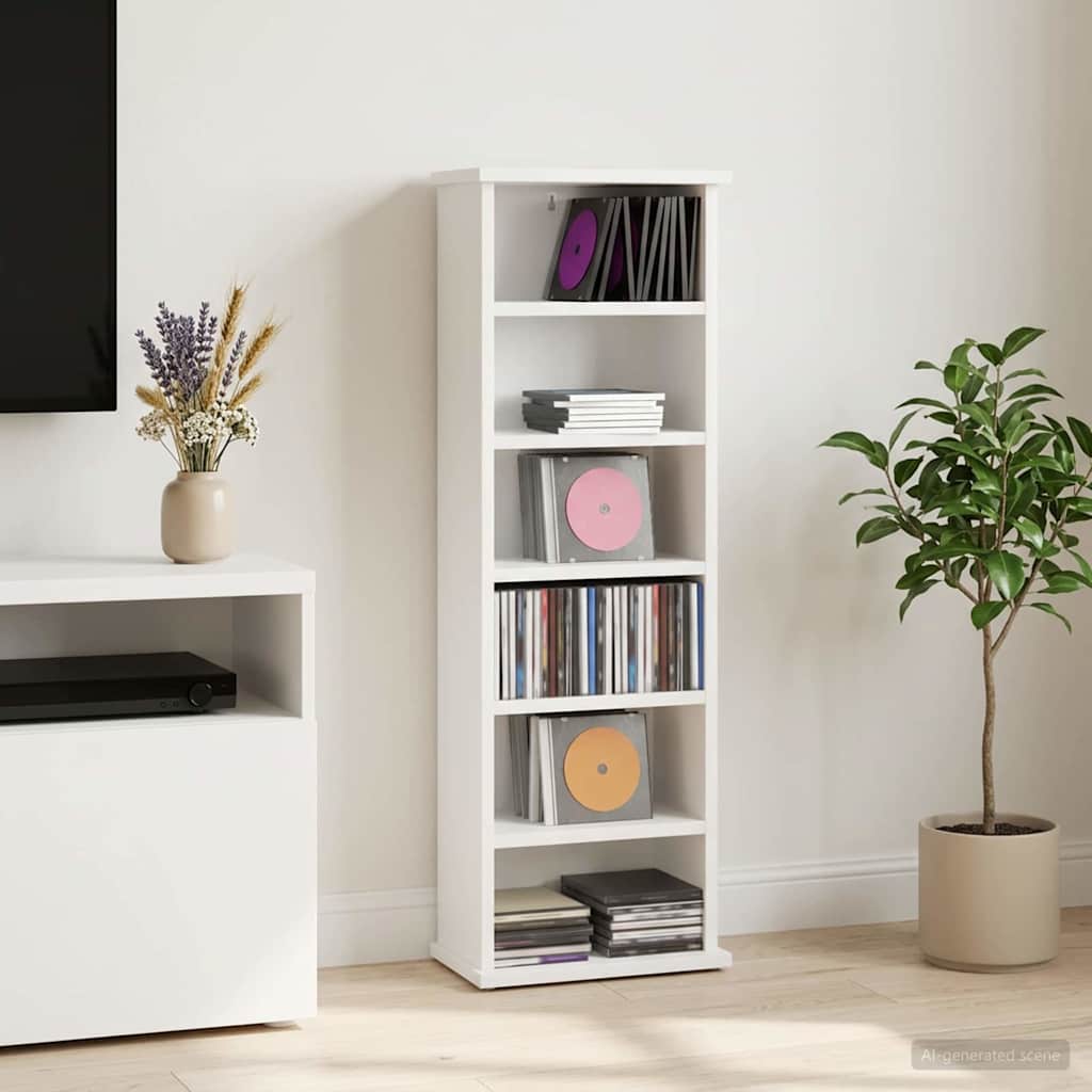 vidaXL Kabinet na płyty CD Biały 60 x 17 x 92 cm Drewno inżynieryjne