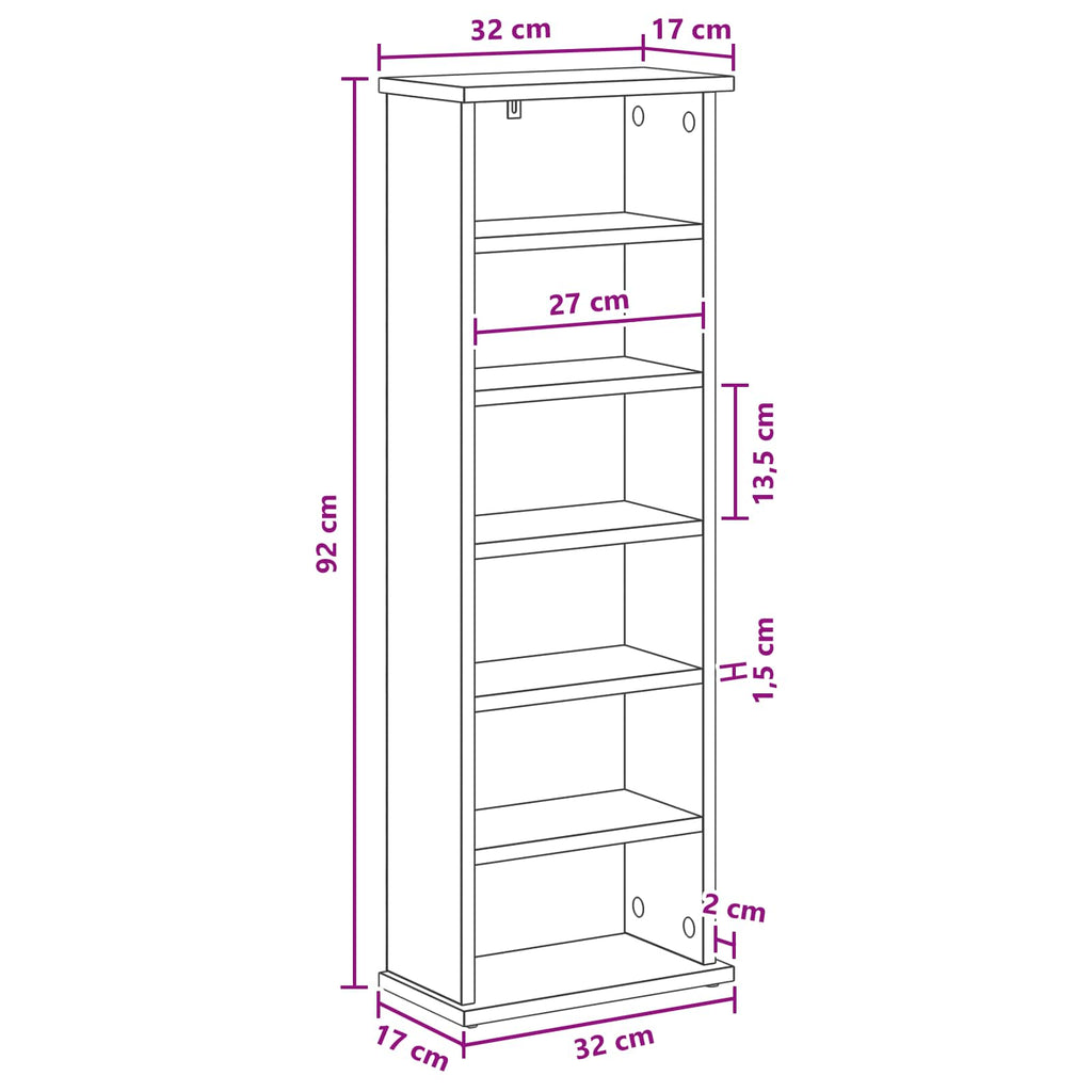 vidaXL Kabinet na płyty CD Biały 60 x 17 x 92 cm Drewno inżynieryjne