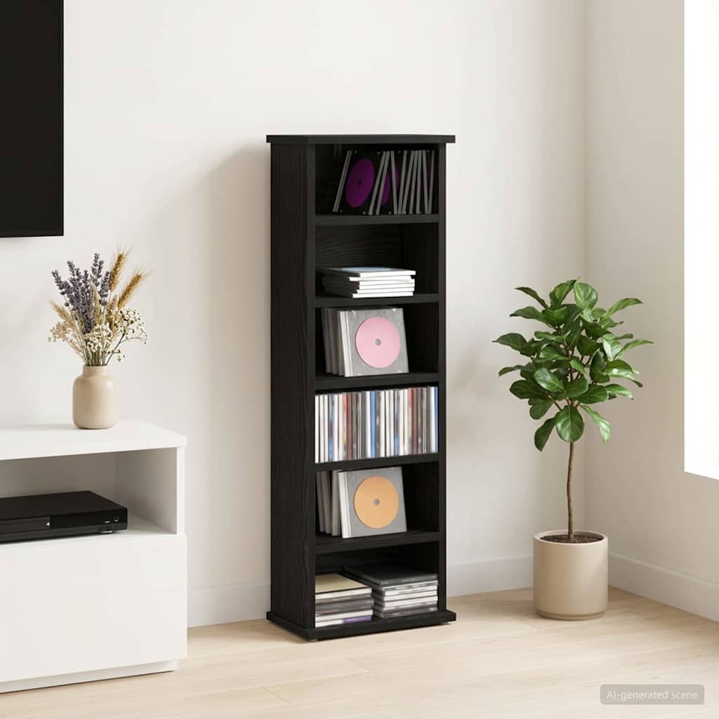 vidaXL Kabinet na płyty CD Czarny dąb 60 x 17 x 92 cm