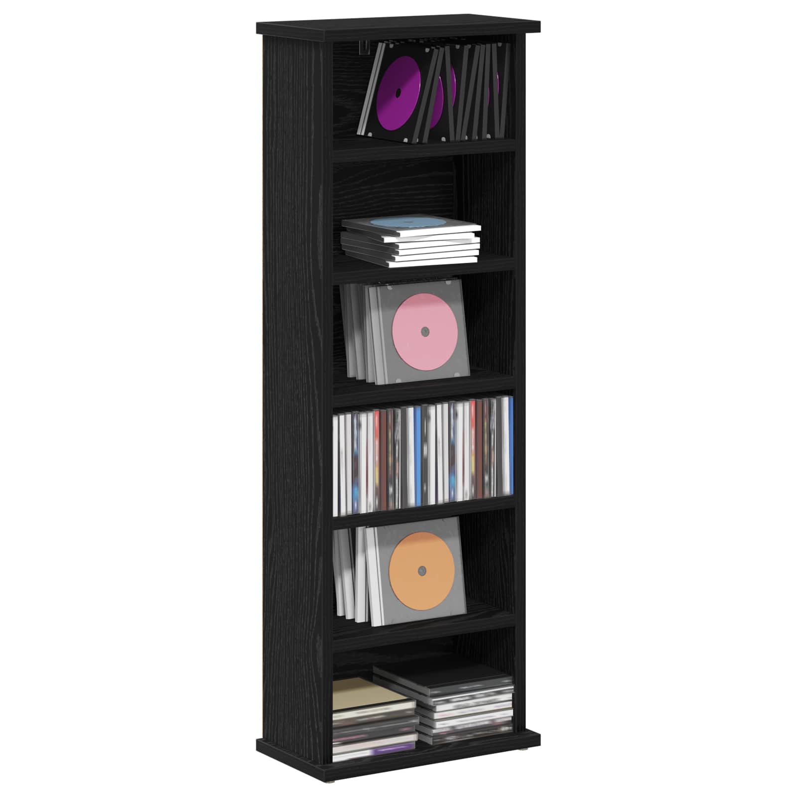 vidaXL Kabinet na płyty CD Czarny dąb 60 x 17 x 92 cm