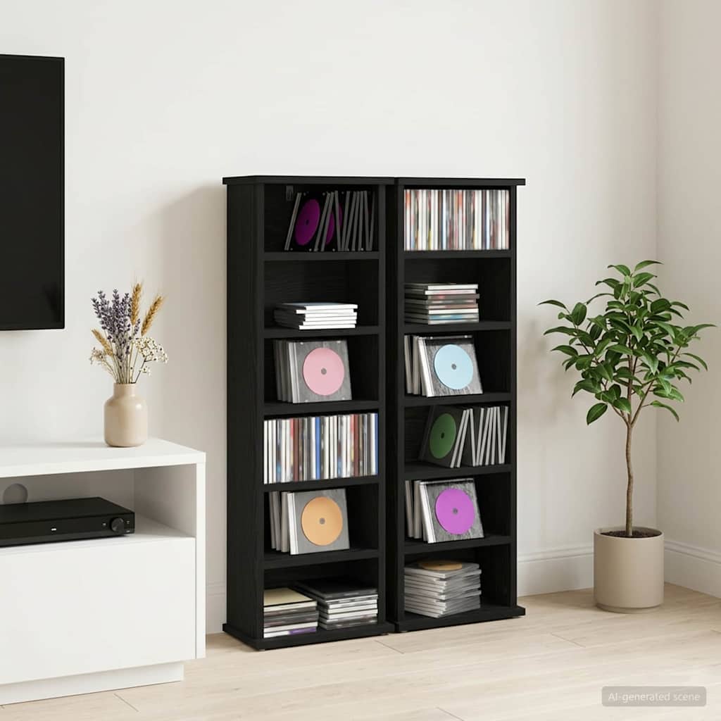 vidaXL Kabinet na płyty CD 2 szt. Czarny dąb 60 x 17 x 92 cm