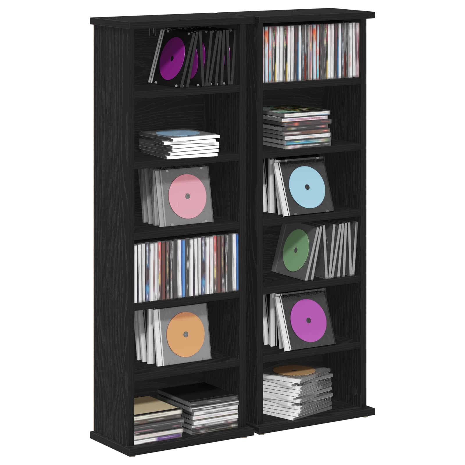 vidaXL Kabinet na płyty CD 2 szt. Czarny dąb 60 x 17 x 92 cm