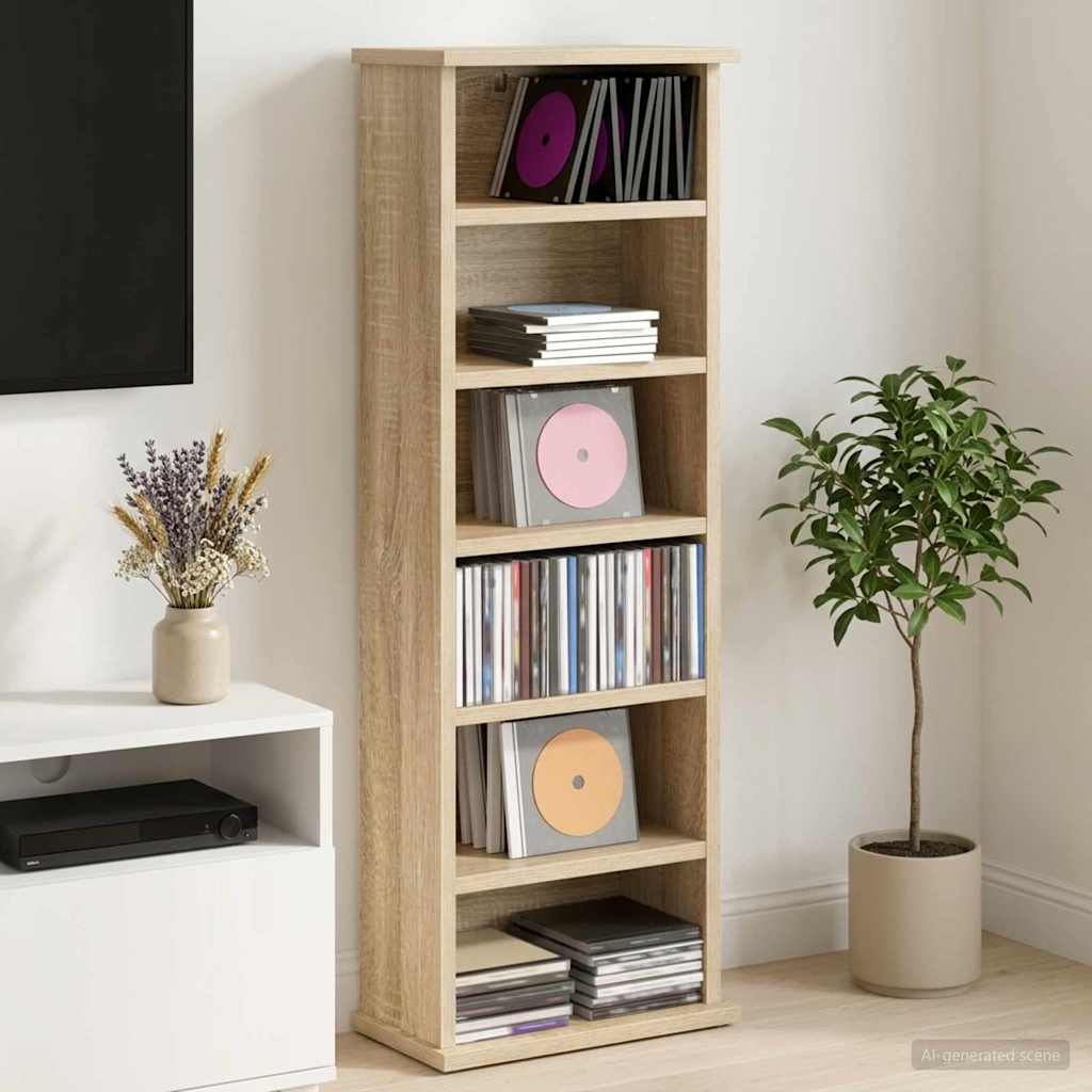 vidaXL Kabinet na płyty CD dąb Sonoma 60 x 17 x 92 cm