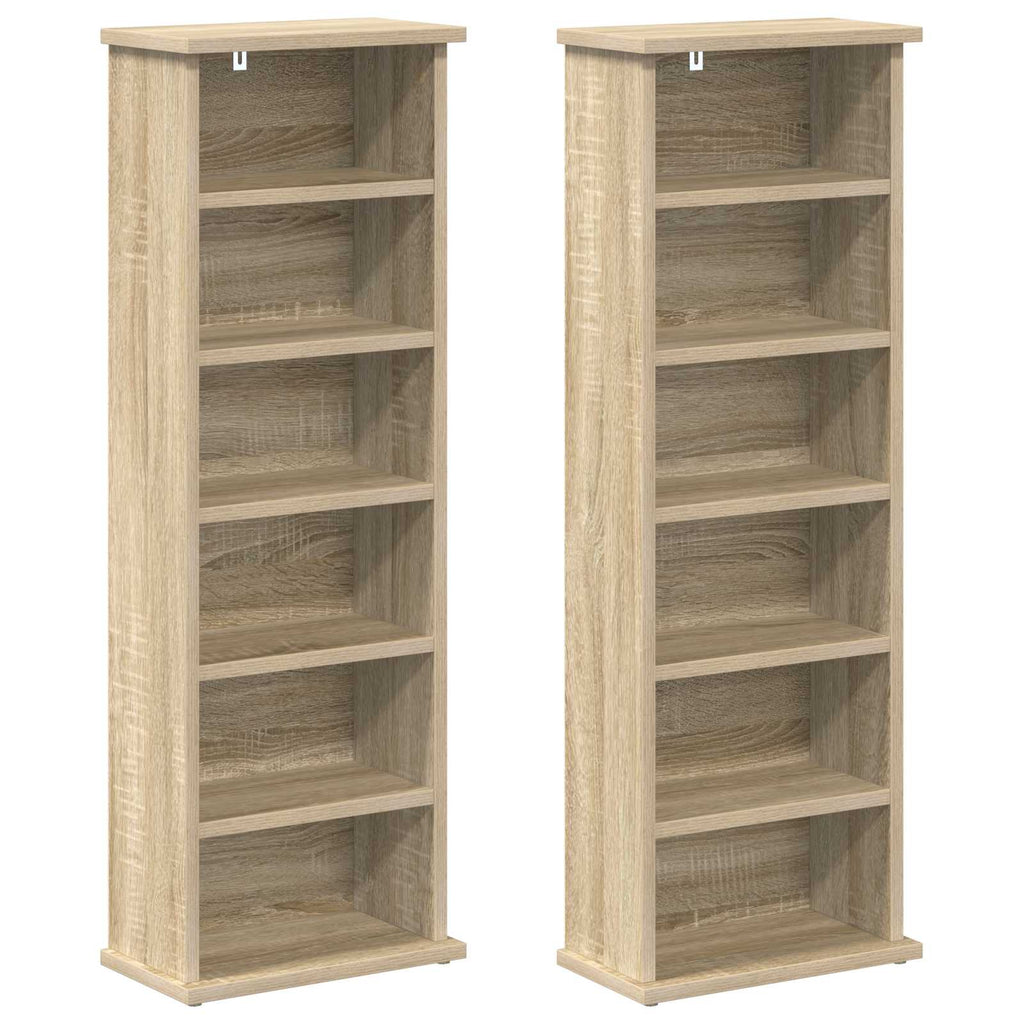 vidaXL Kabinet na płyty CD 2 szt. dąb Sonoma 60 x 17 x 92 cm