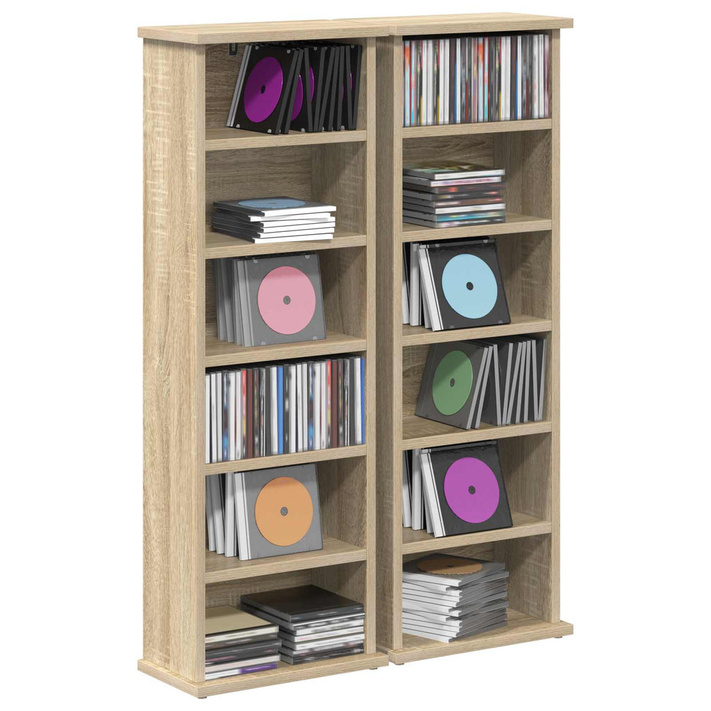 vidaXL Kabinet na płyty CD 2 szt. dąb Sonoma 60 x 17 x 92 cm