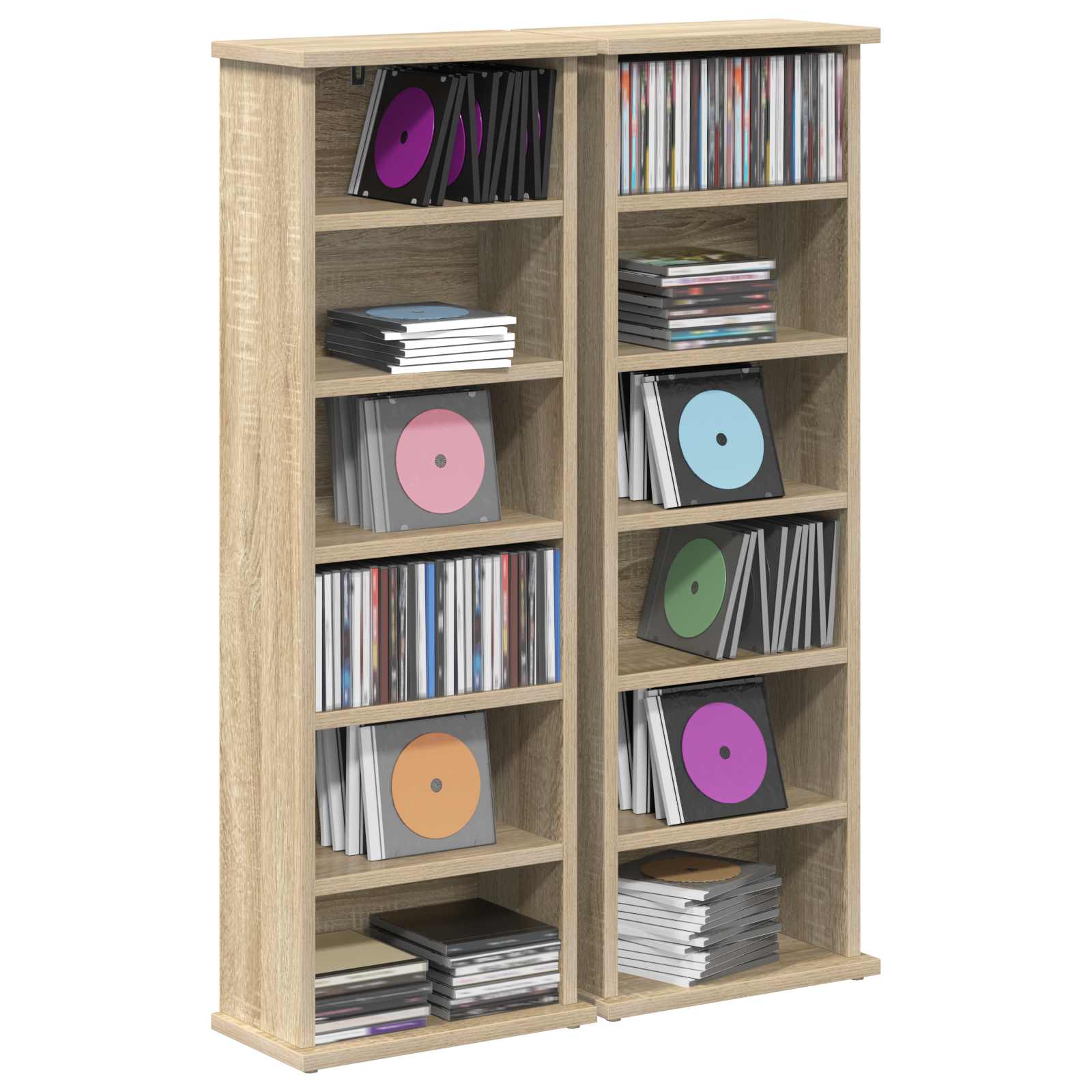 vidaXL Kabinet na płyty CD 2 szt. dąb Sonoma 60 x 17 x 92 cm
