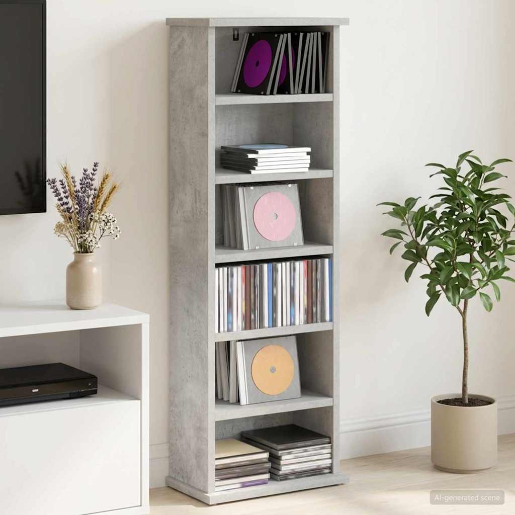 vidaXL Kabinet na płyty CD Betonowy szary 60 x 17 x 92 cm