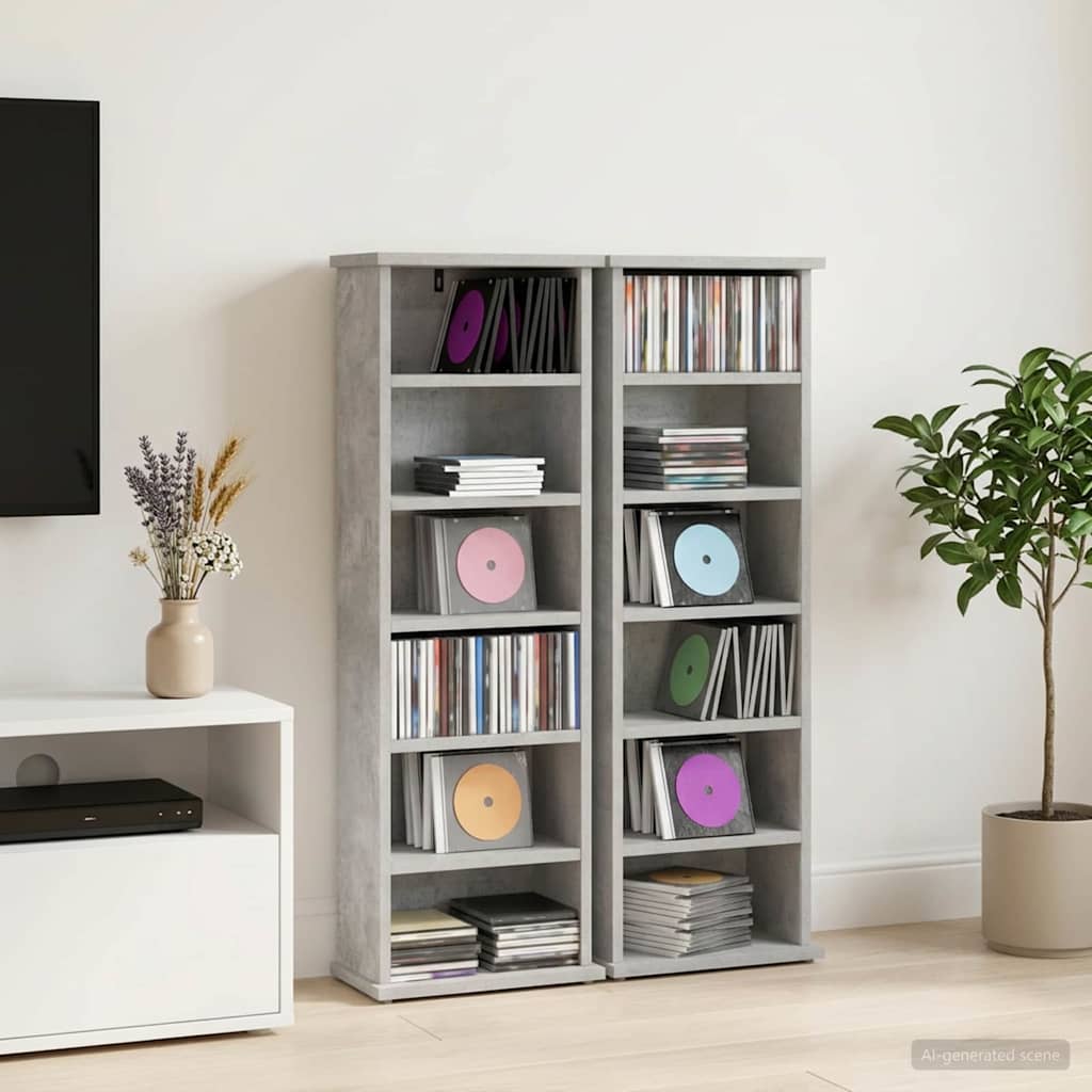 vidaXL Kabinet na płyty CD 2 szt. Betonowy szary 60 x 17 x 92 cm