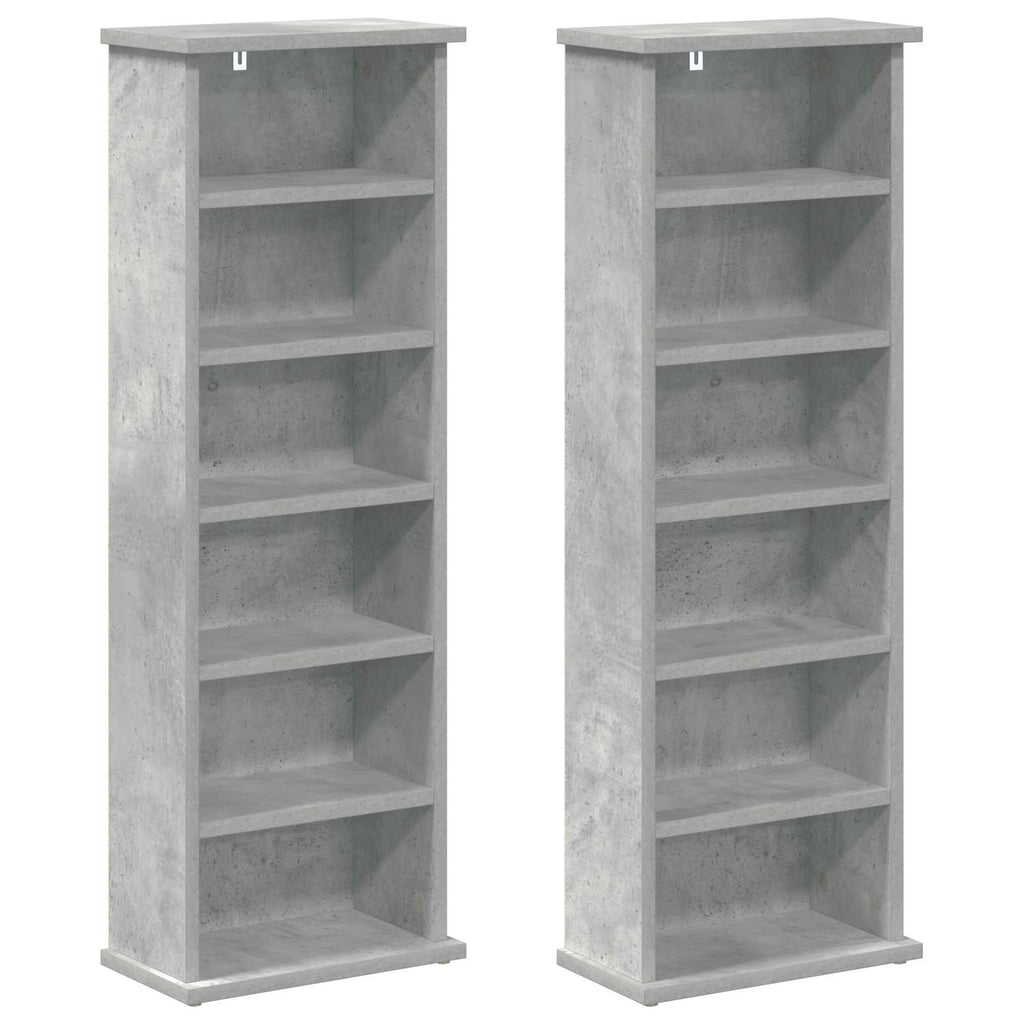 vidaXL Kabinet na płyty CD 2 szt. Betonowy szary 60 x 17 x 92 cm