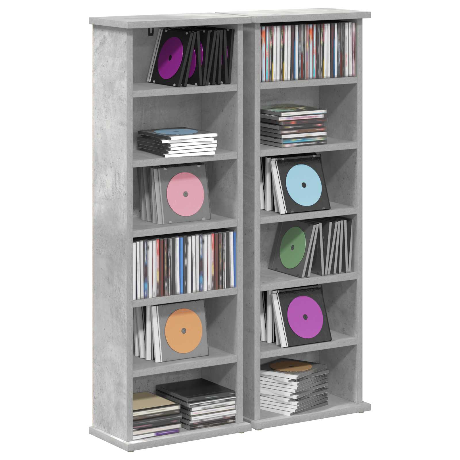 vidaXL Kabinet na płyty CD 2 szt. Betonowy szary 60 x 17 x 92 cm