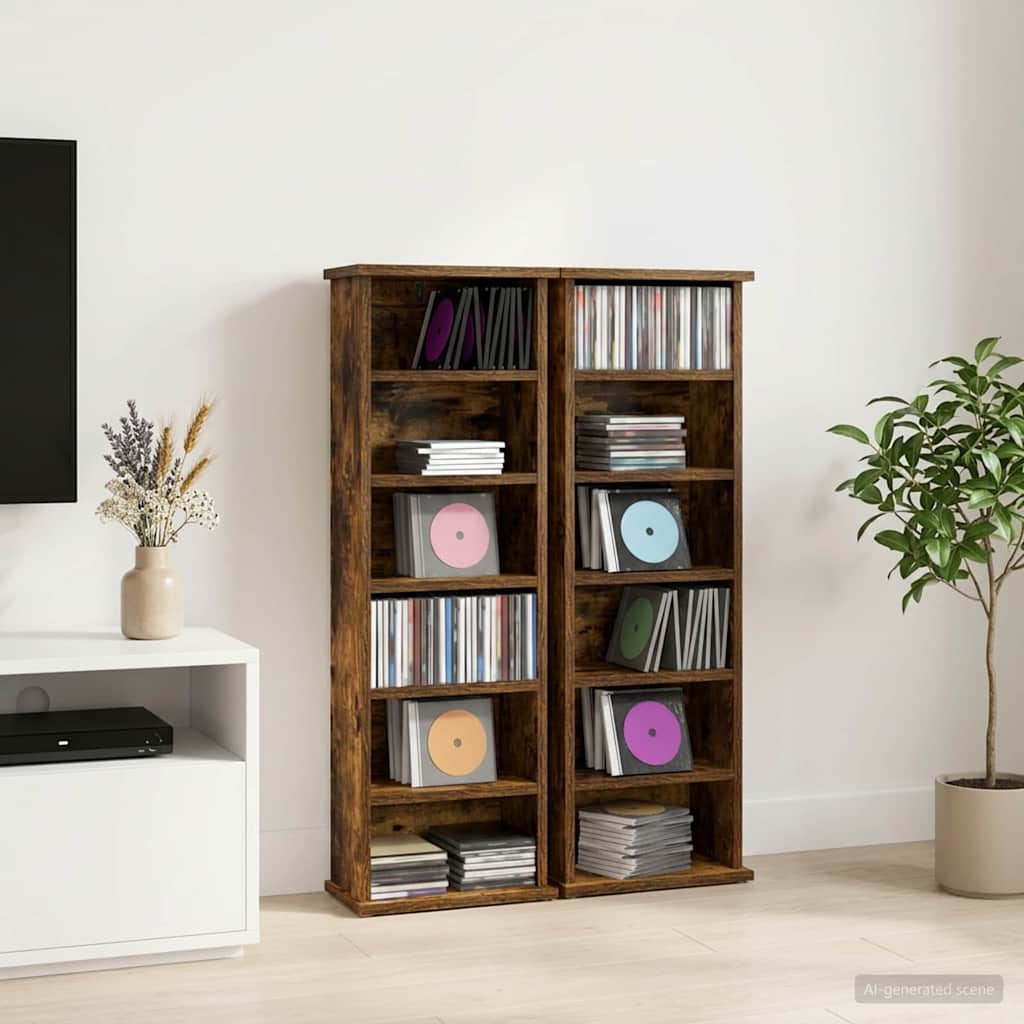 vidaXL Kabinet na płyty CD 2 szt. Dąb wędzony 60 x 17 x 92 cm