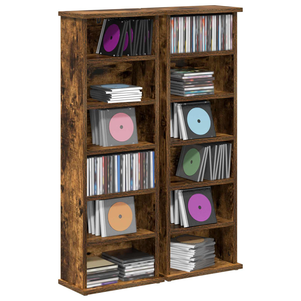 vidaXL Kabinet na płyty CD 2 szt. Dąb wędzony 60 x 17 x 92 cm