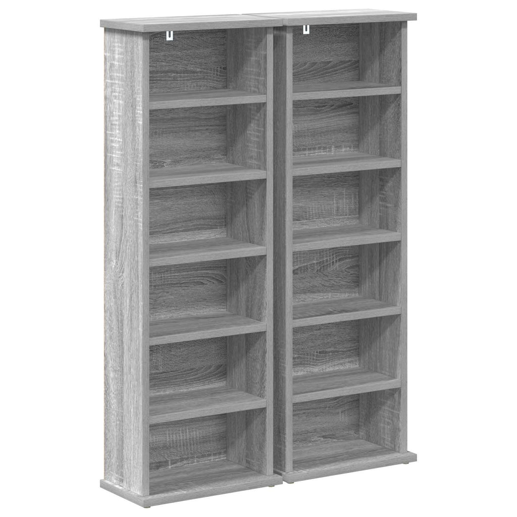 vidaXL Kabinet na płyty CD 2 szt. Szary Sonoma 60 x 17 x 92 cm