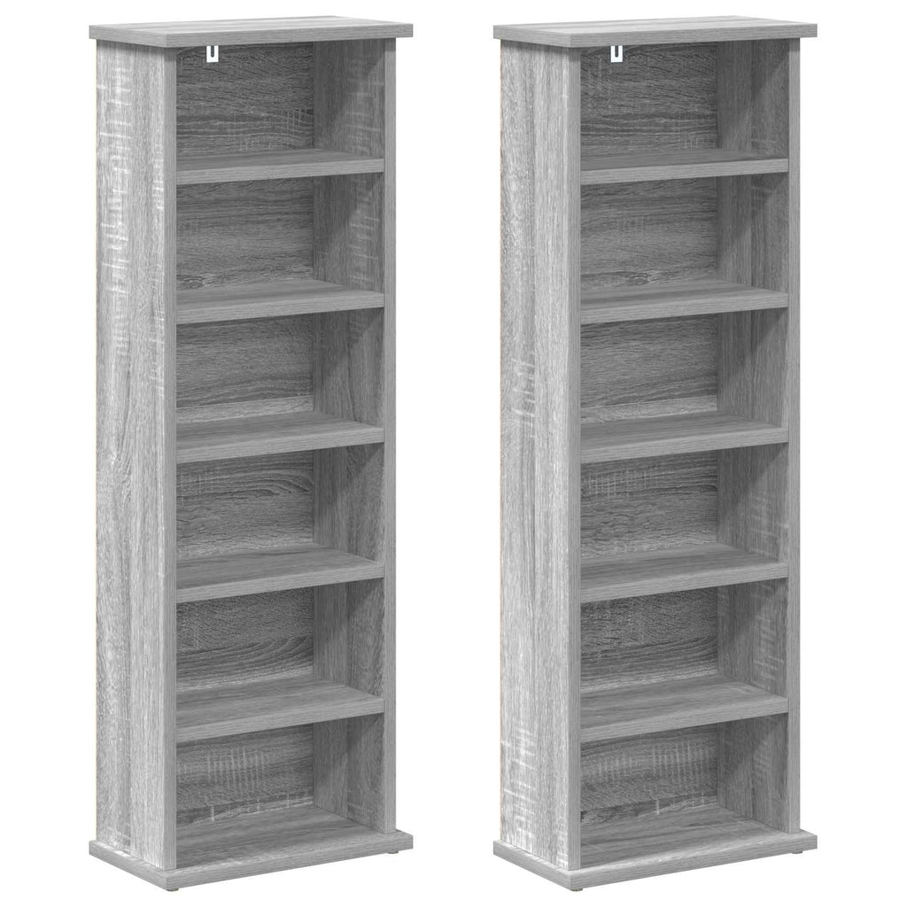 vidaXL Kabinet na płyty CD 2 szt. Szary Sonoma 60 x 17 x 92 cm
