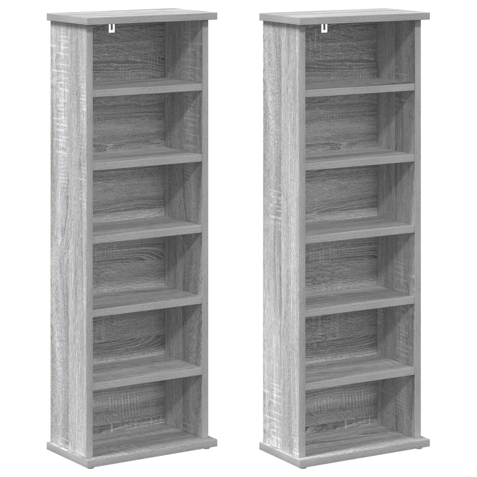 vidaXL Kabinet na płyty CD 2 szt. Szary Sonoma 60 x 17 x 92 cm