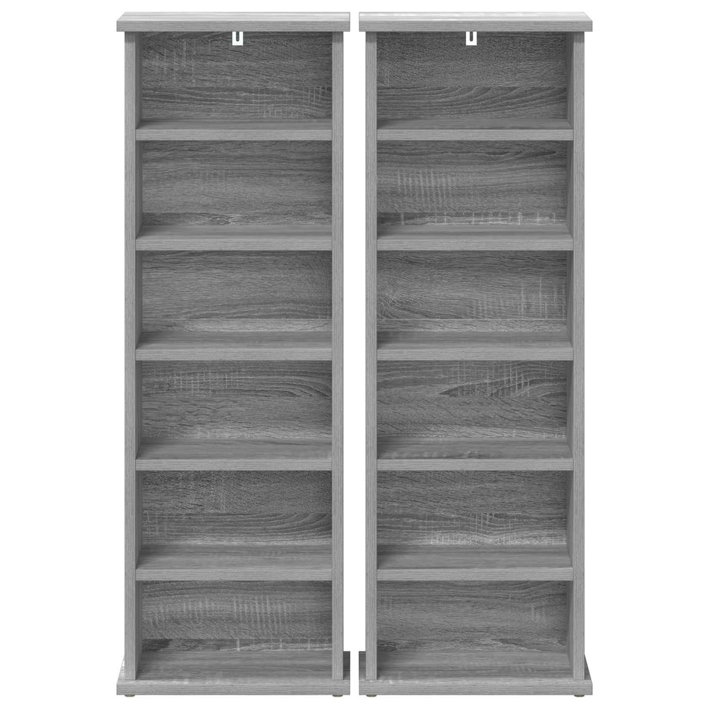vidaXL Kabinet na płyty CD 2 szt. Szary Sonoma 60 x 17 x 92 cm