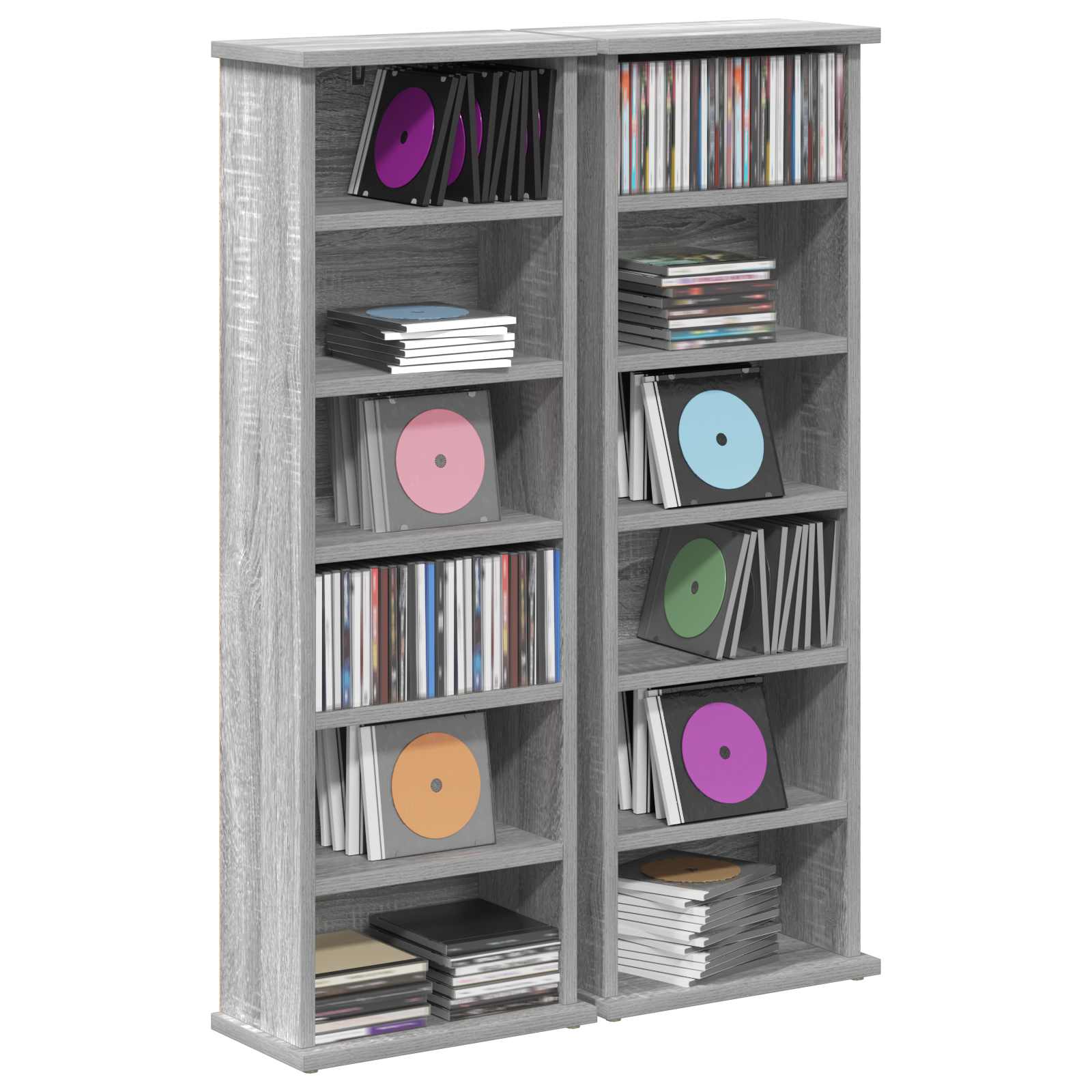 vidaXL Kabinet na płyty CD 2 szt. Szary Sonoma 60 x 17 x 92 cm
