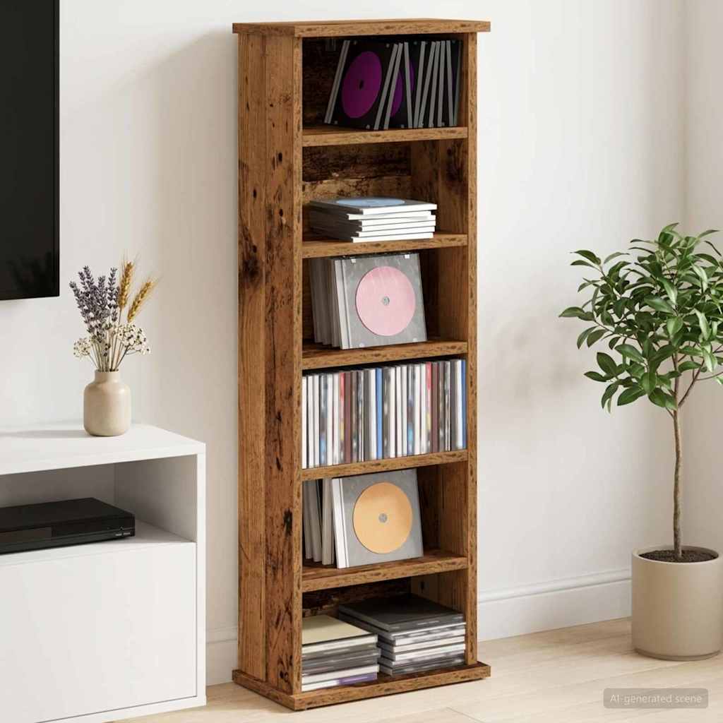 vidaXL Kabinet na płyty CD Stare drewno 60 x 17 x 92 cm