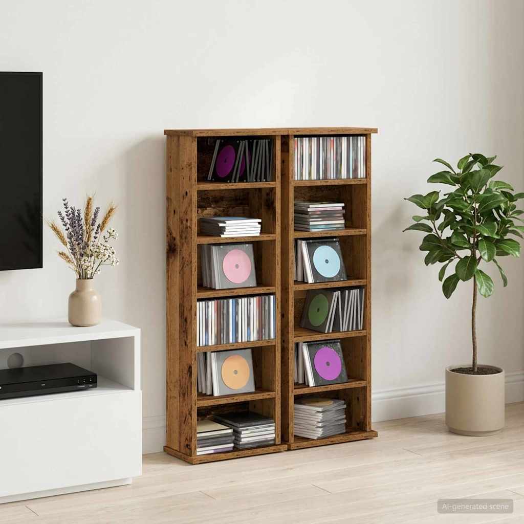 vidaXL Kabinet na płyty CD 2 szt. Stare drewno 60 x 17 x 92 cm