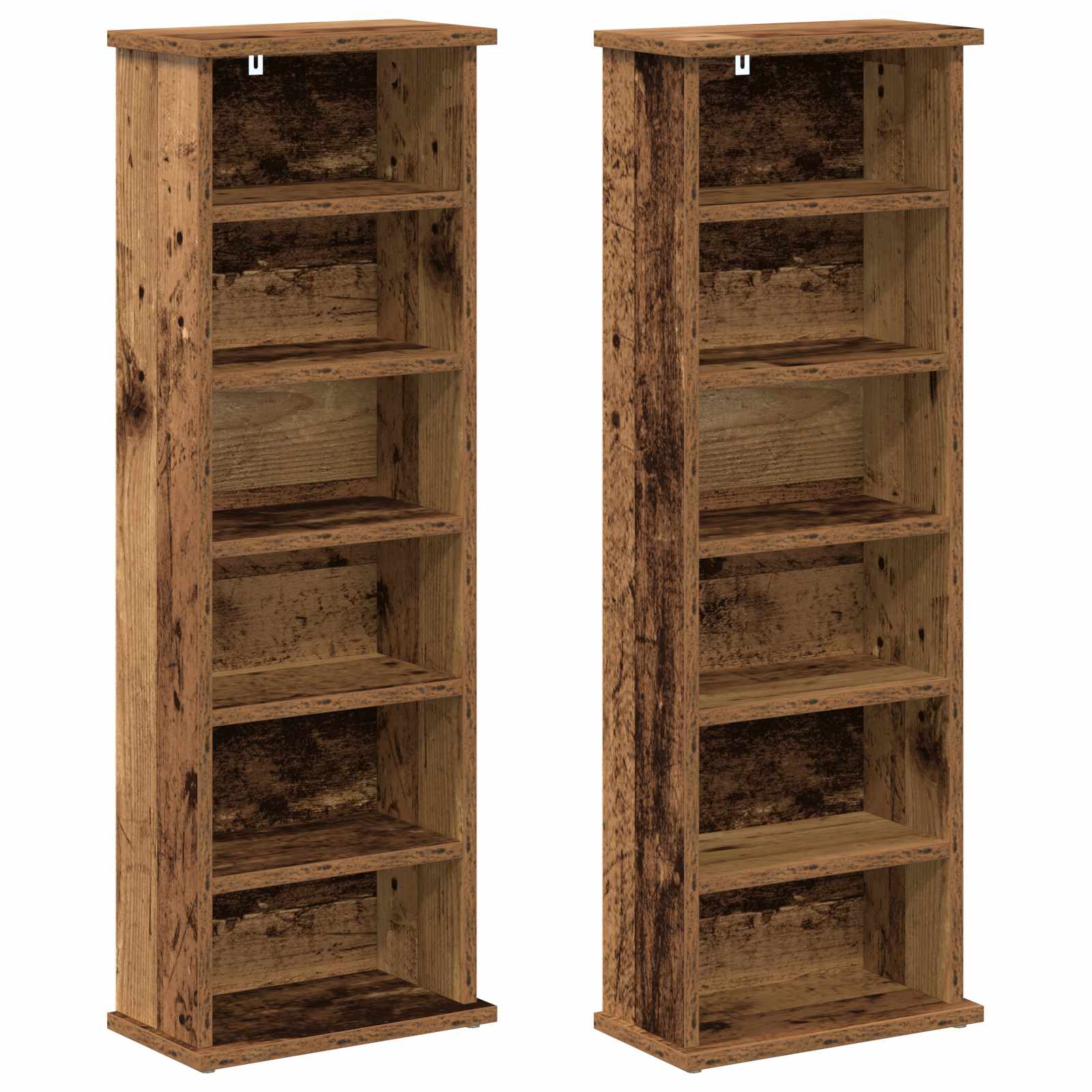 vidaXL Kabinet na płyty CD 2 szt. Stare drewno 60 x 17 x 92 cm